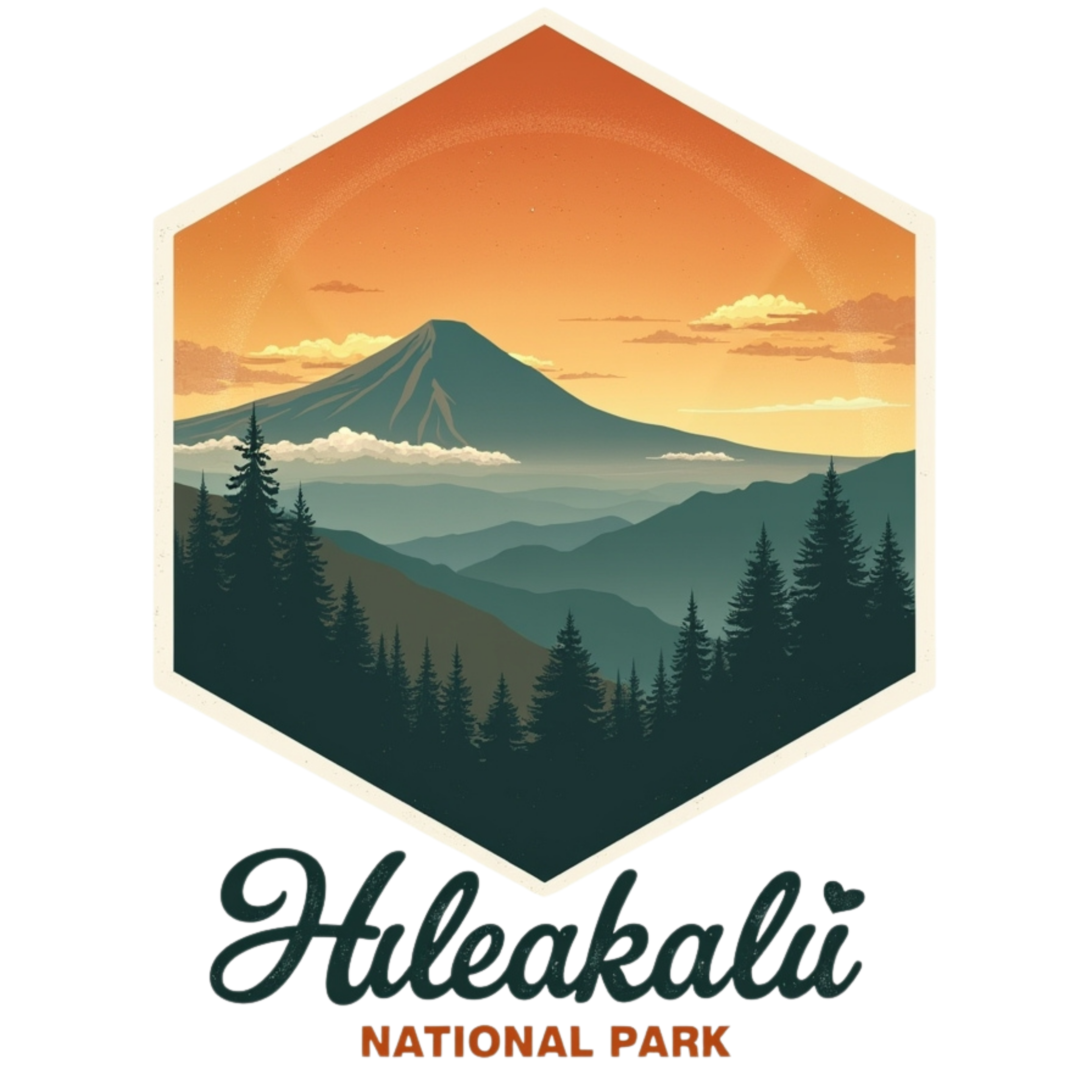 Haleakalā National Park Retro Mountain DTF Transfer