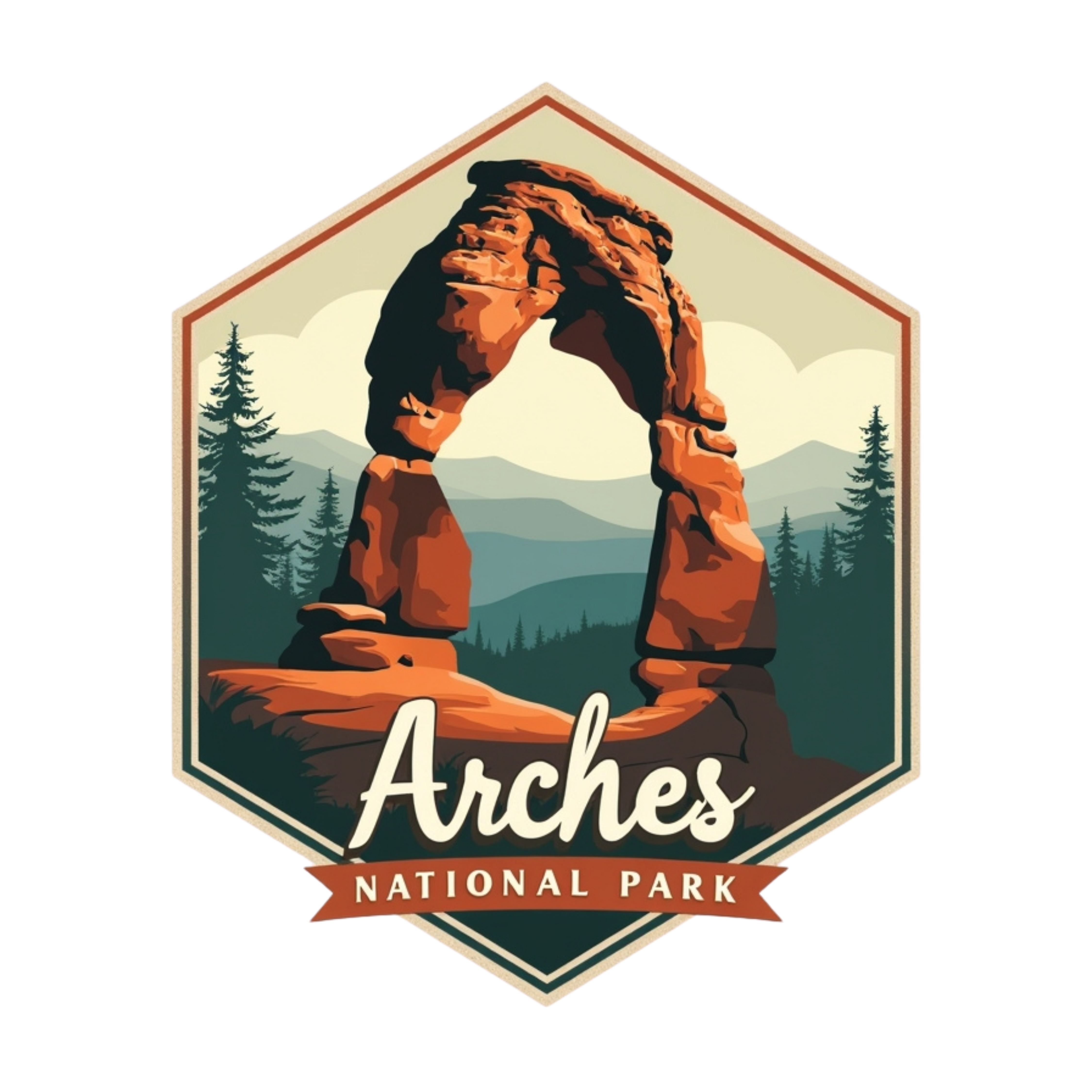 Arches National Park Retro Desert Landscape DTF Transfer