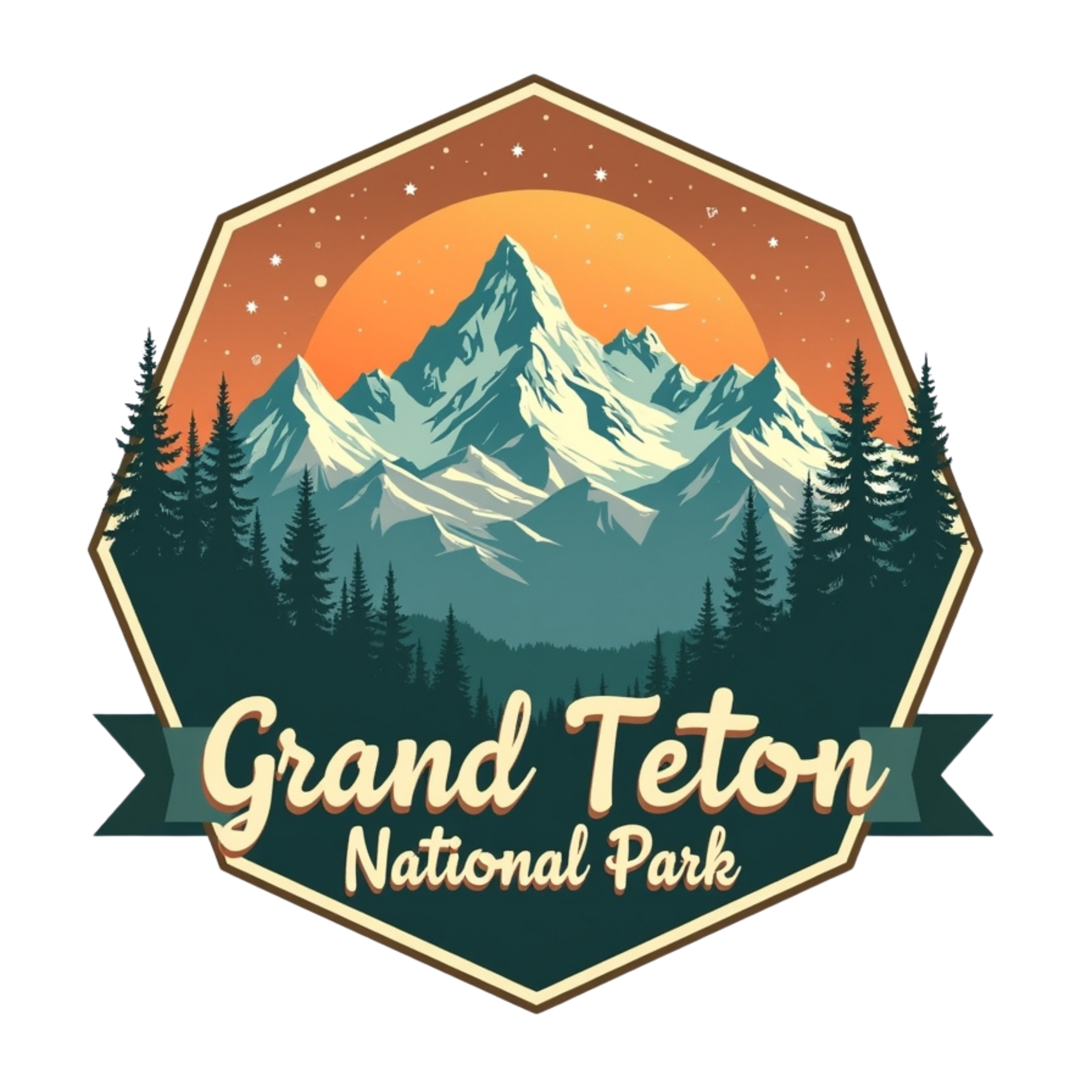 Grand Teton National Park Vintage Mountain DTF Transfer