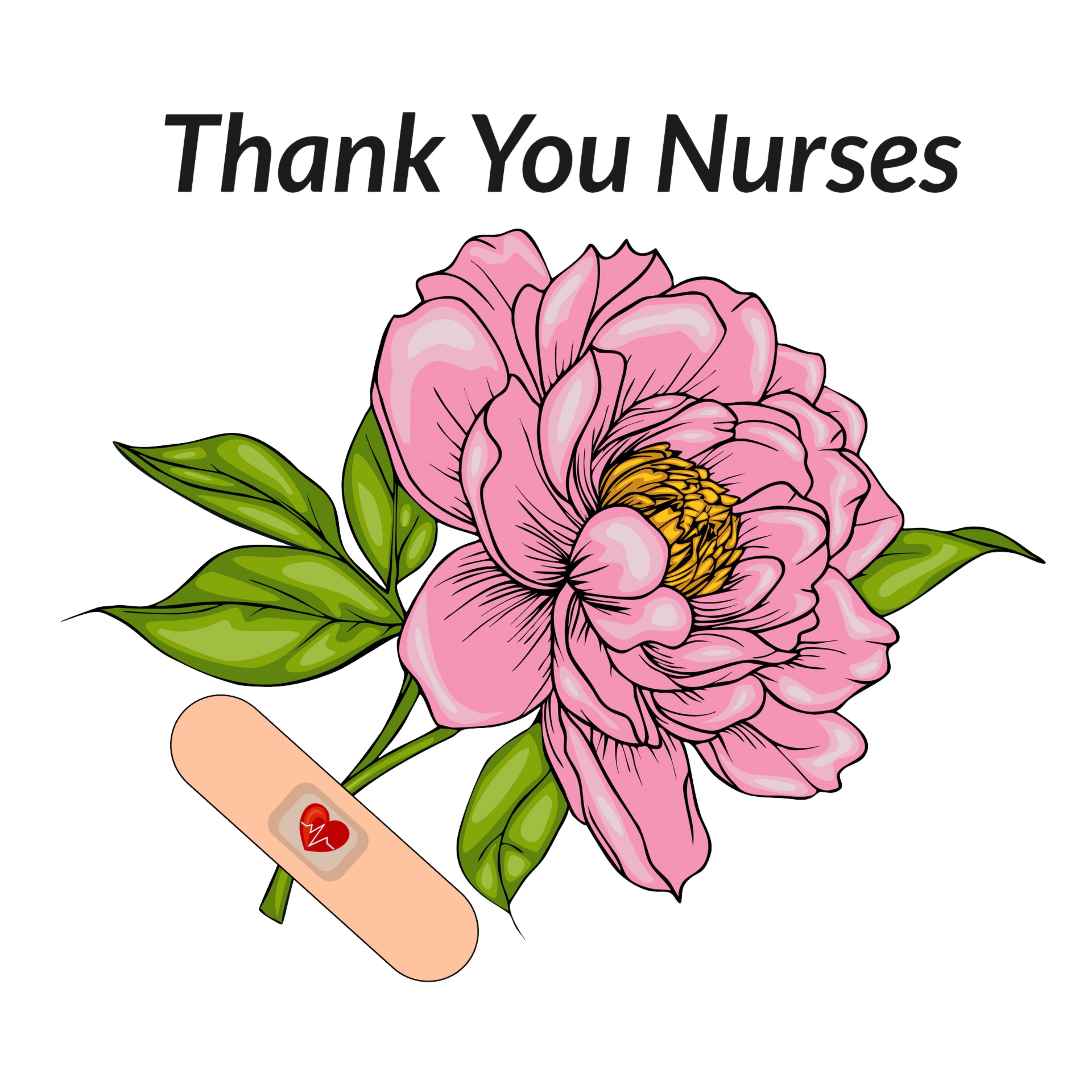 Thank You Nurses Floral Care DTF Transfer