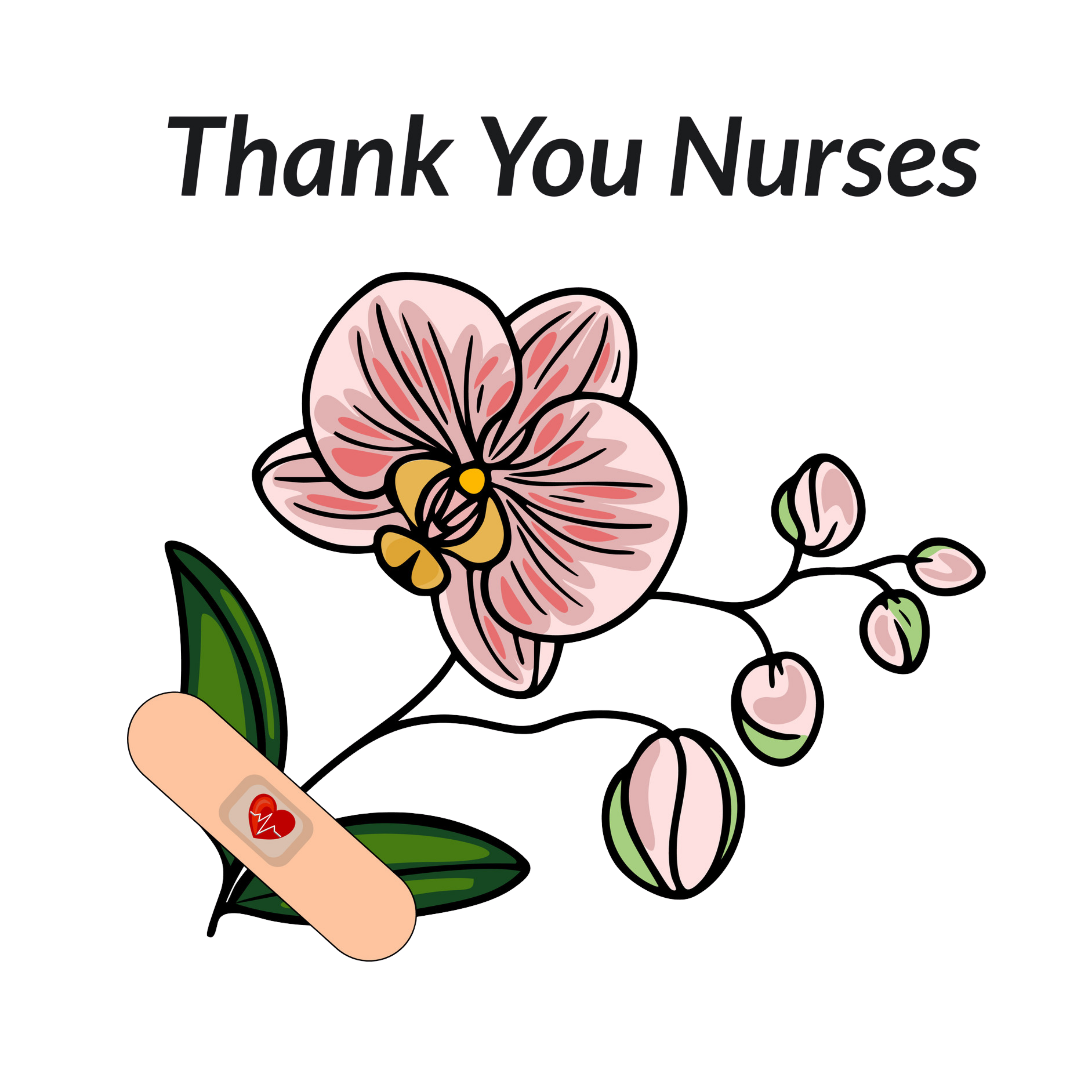 Thank You Nurses Floral Appreciation DTF Transfer