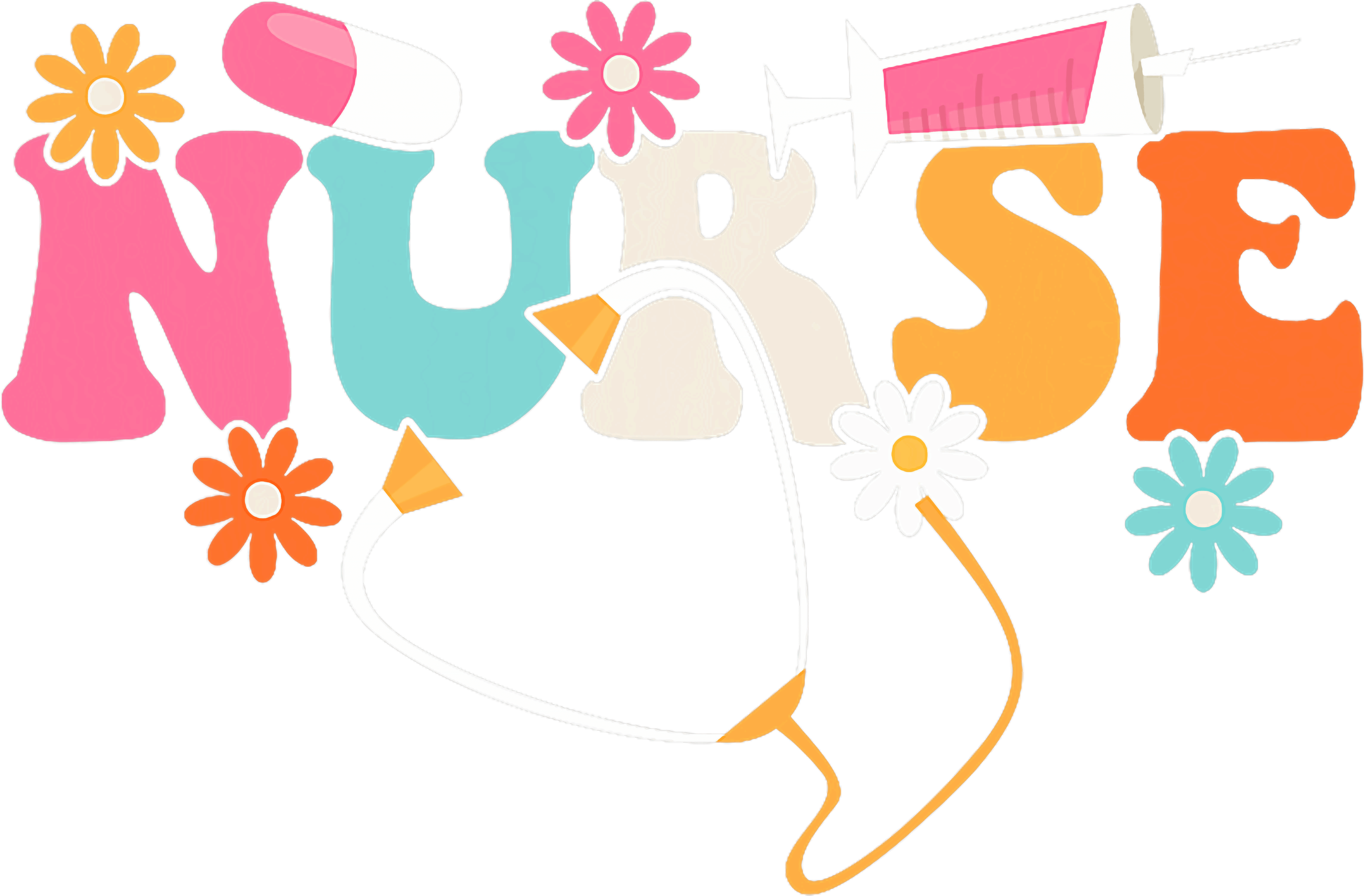 Retro Floral Nurse Medical Equipment DTF Transfer