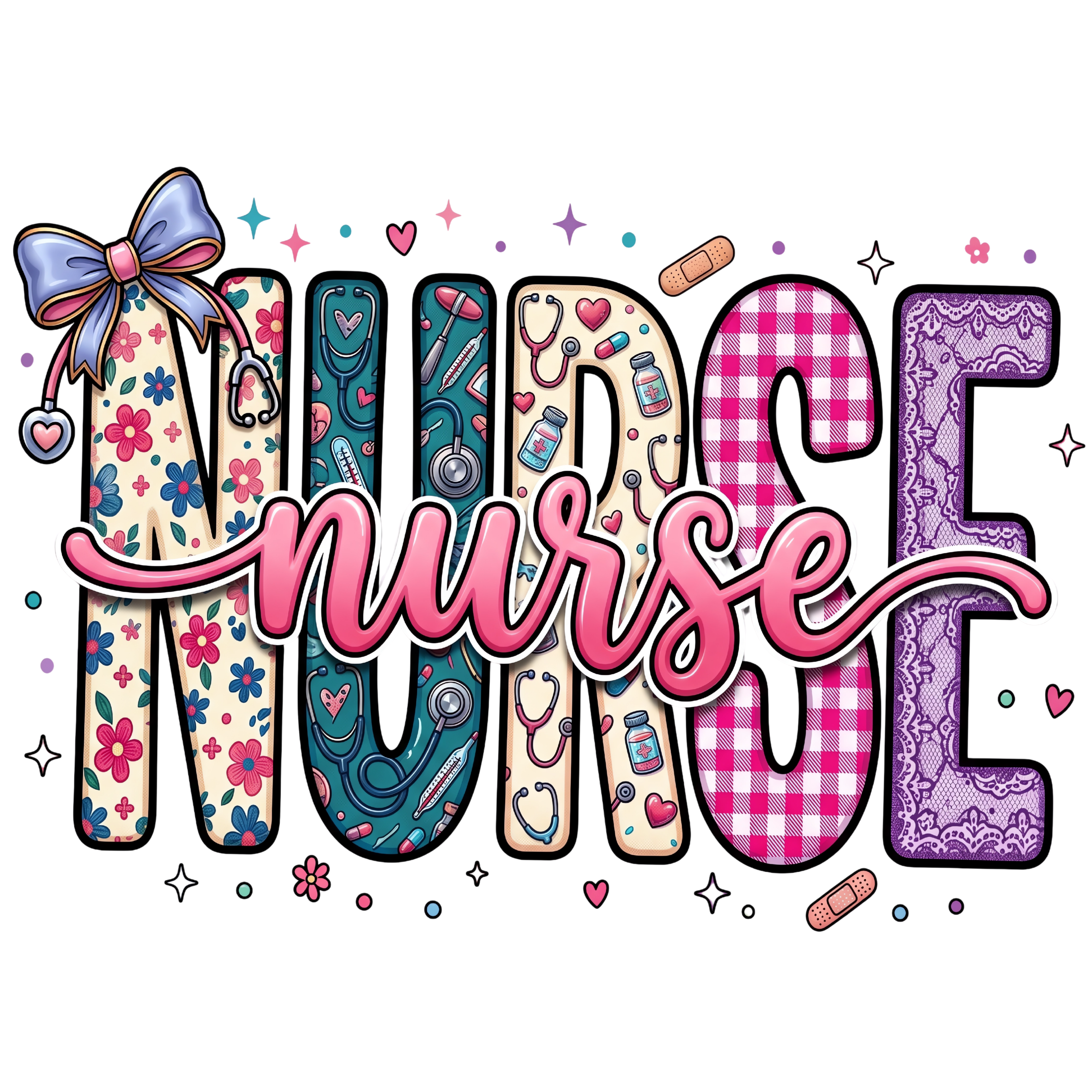Colorful Nurse Life DTF Transfer