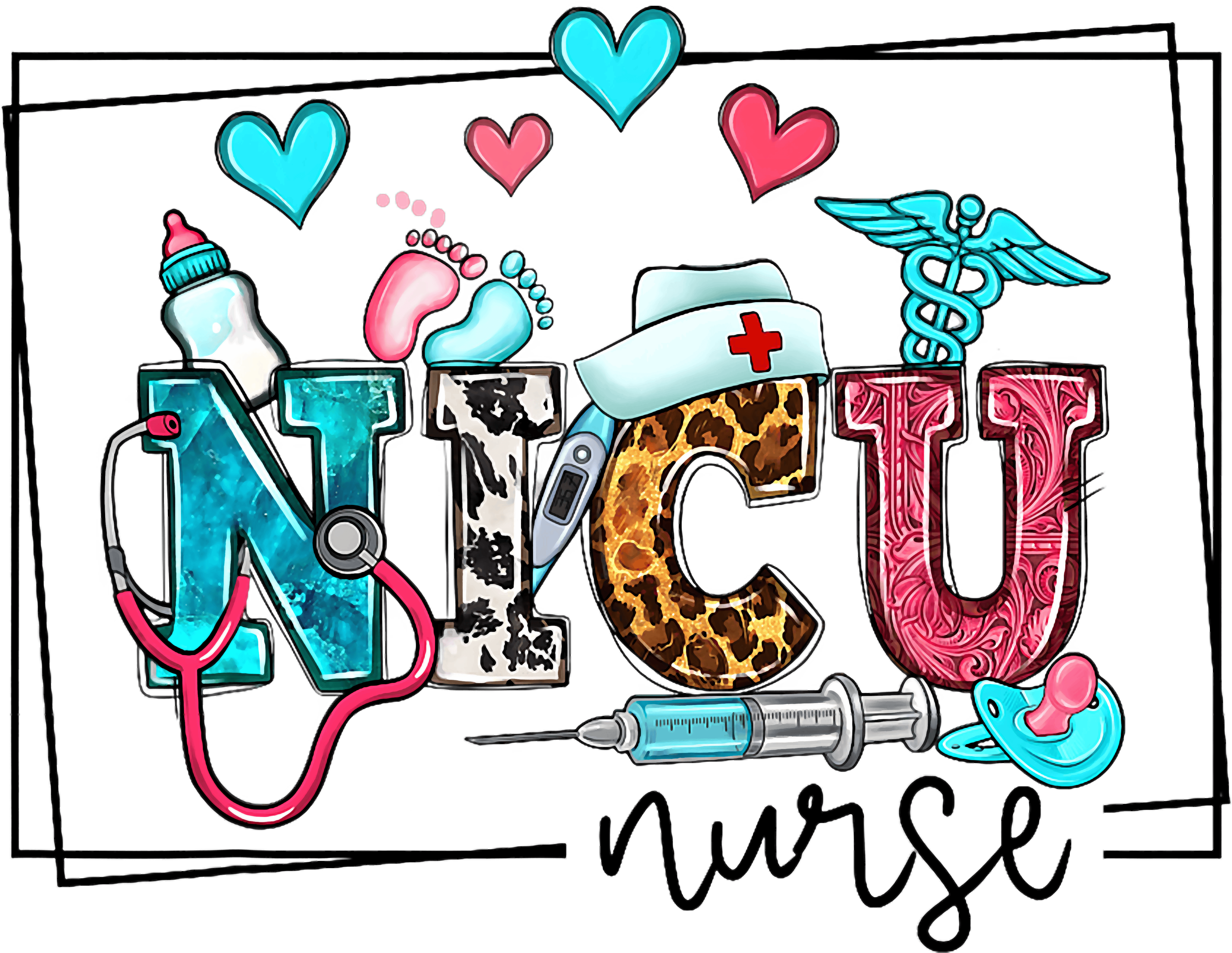 NICU Nurse Leopard Print DTF Transfer