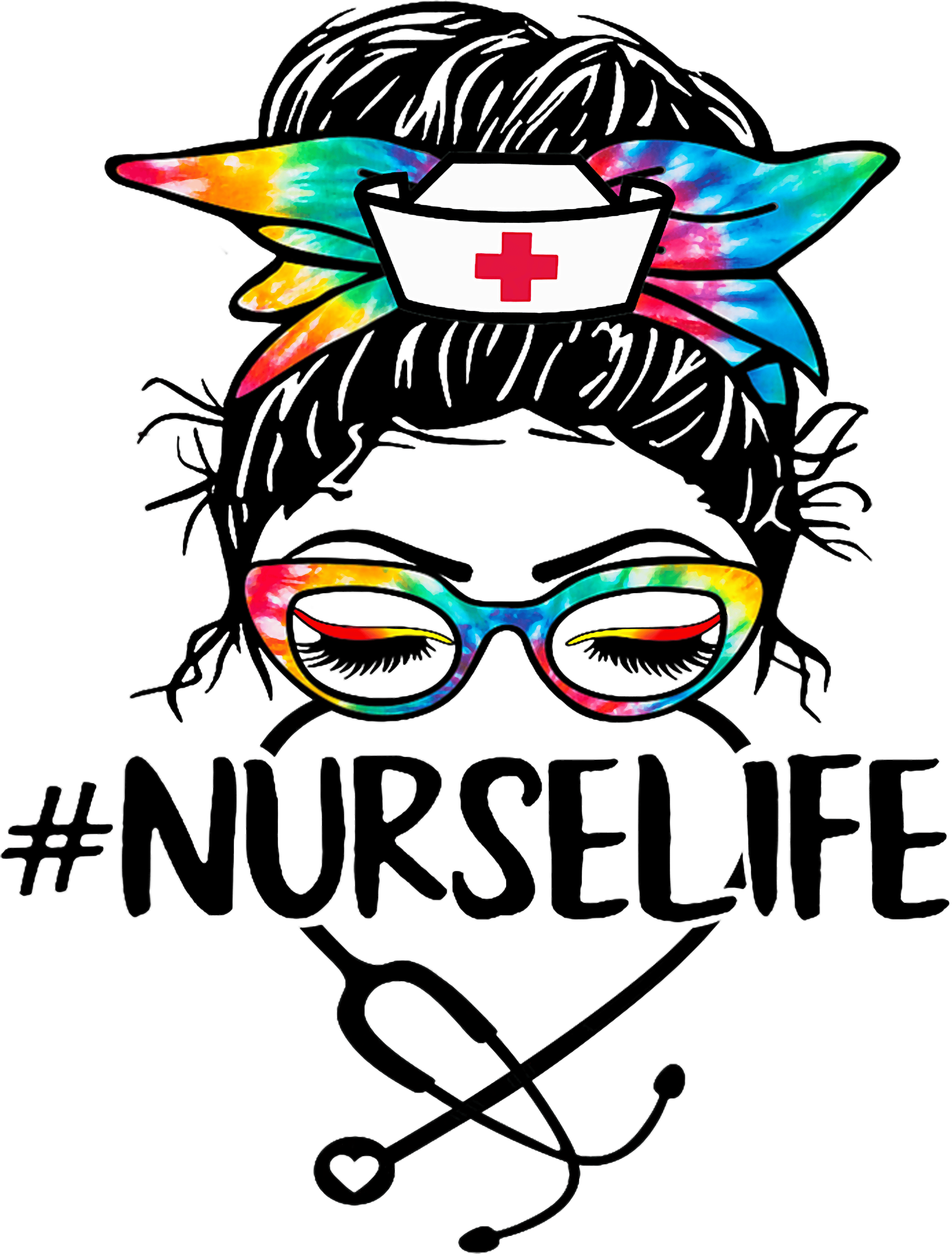 NurseLife Tie Dye DTF Transfer