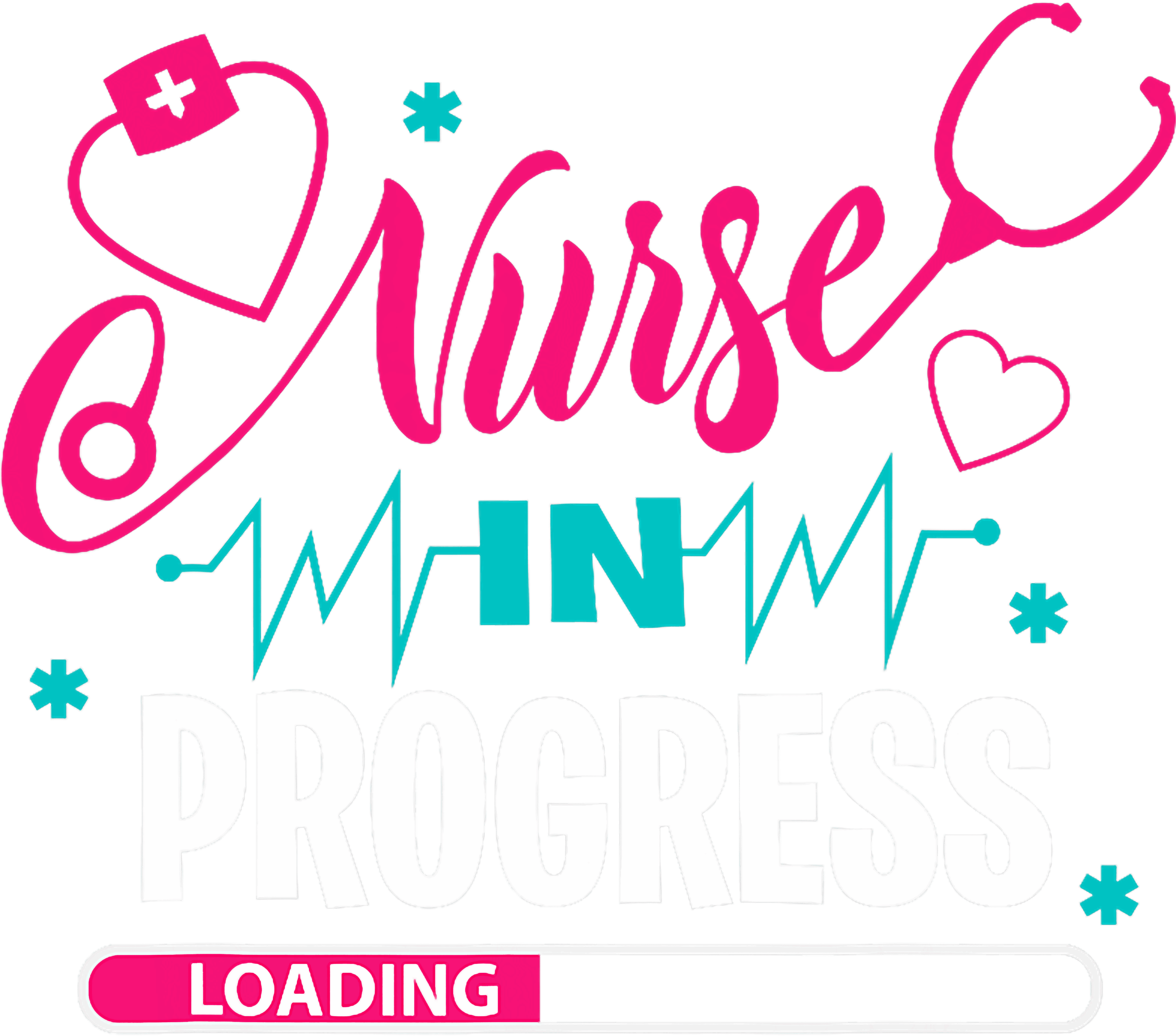 Nurse In Progress Loading Bar Heartbeat DTF Transfer