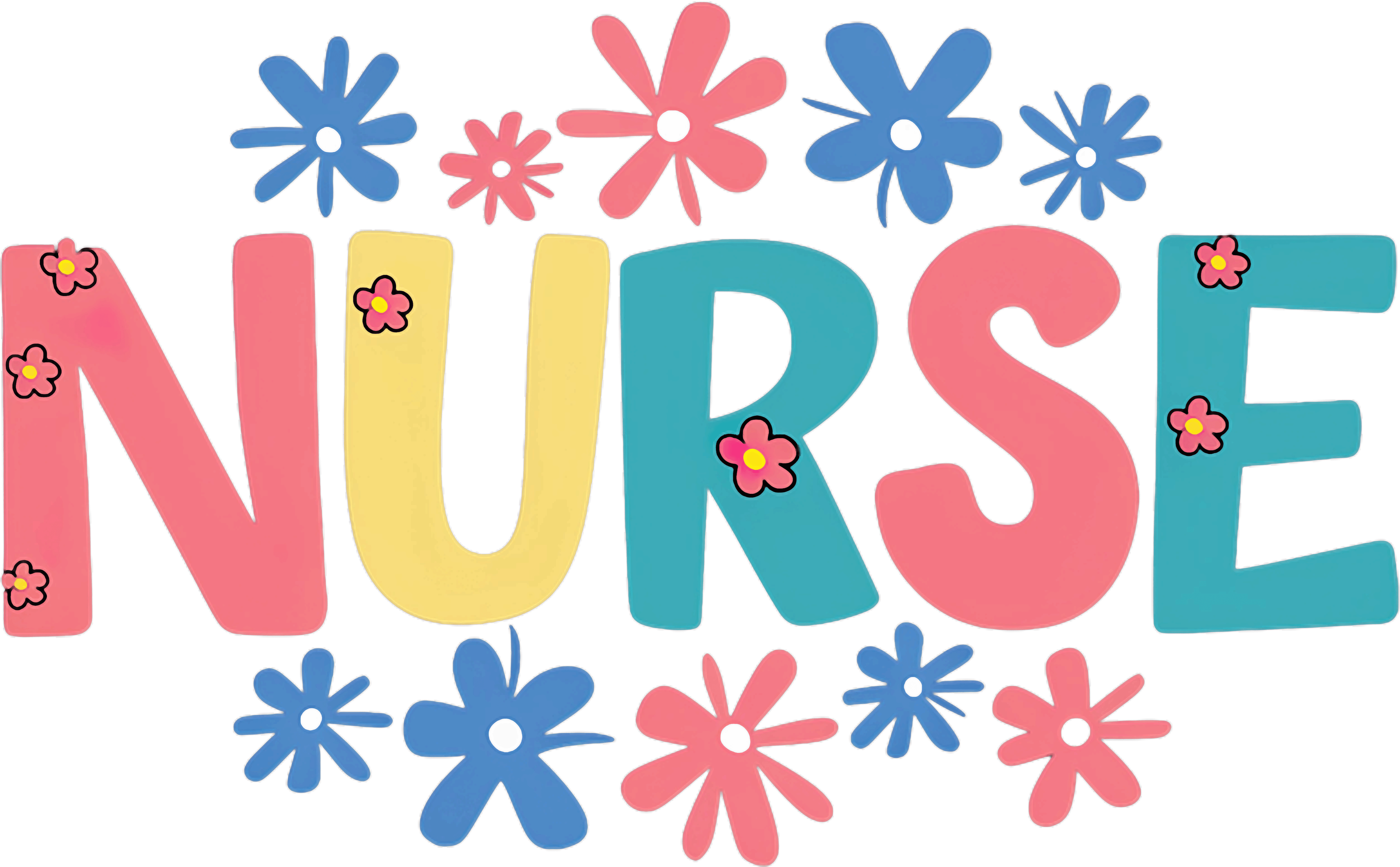 Floral Nurse Typography DTF Transfer