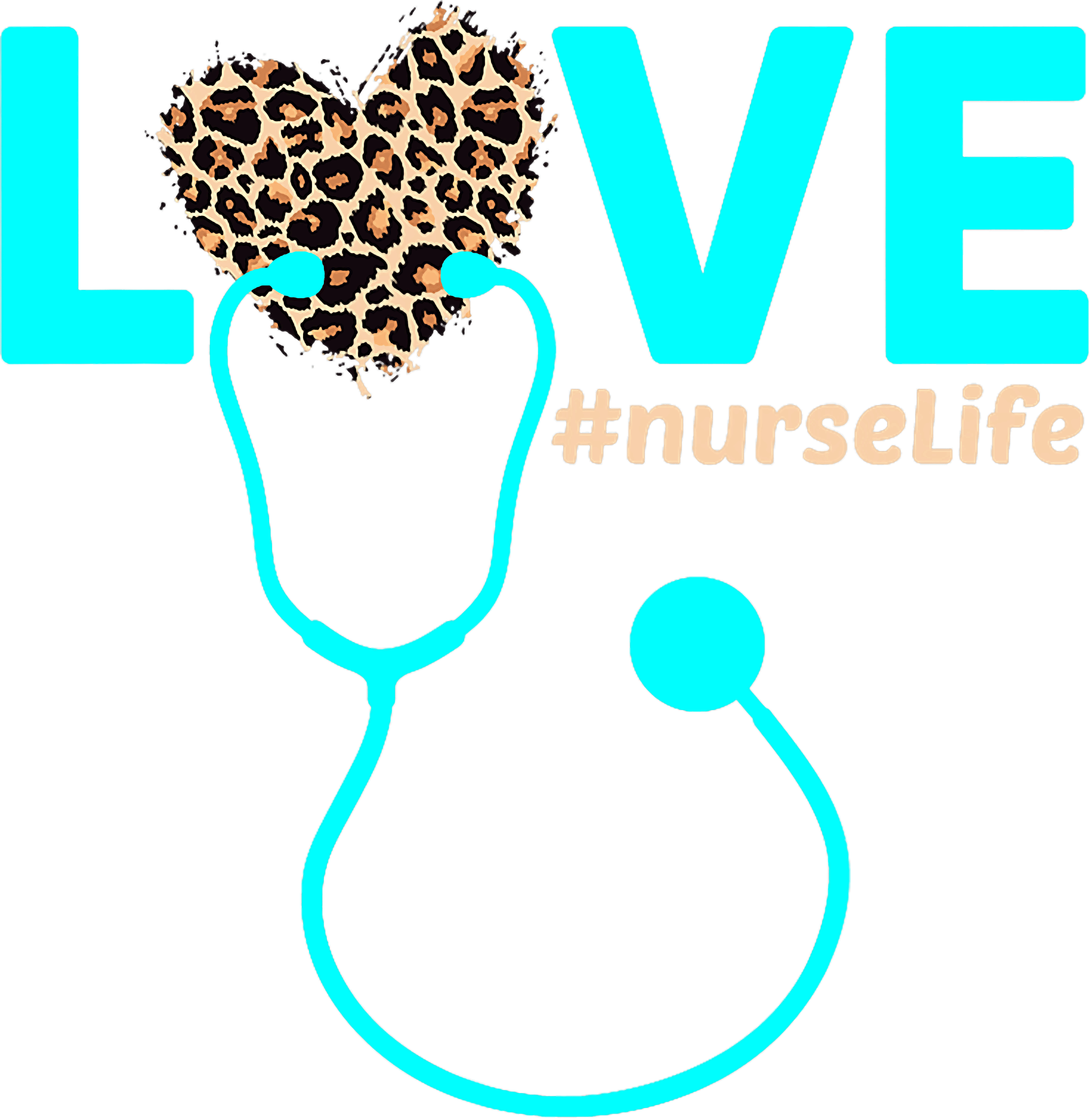 Love Nurse Life Leopard Heart DTF Transfer