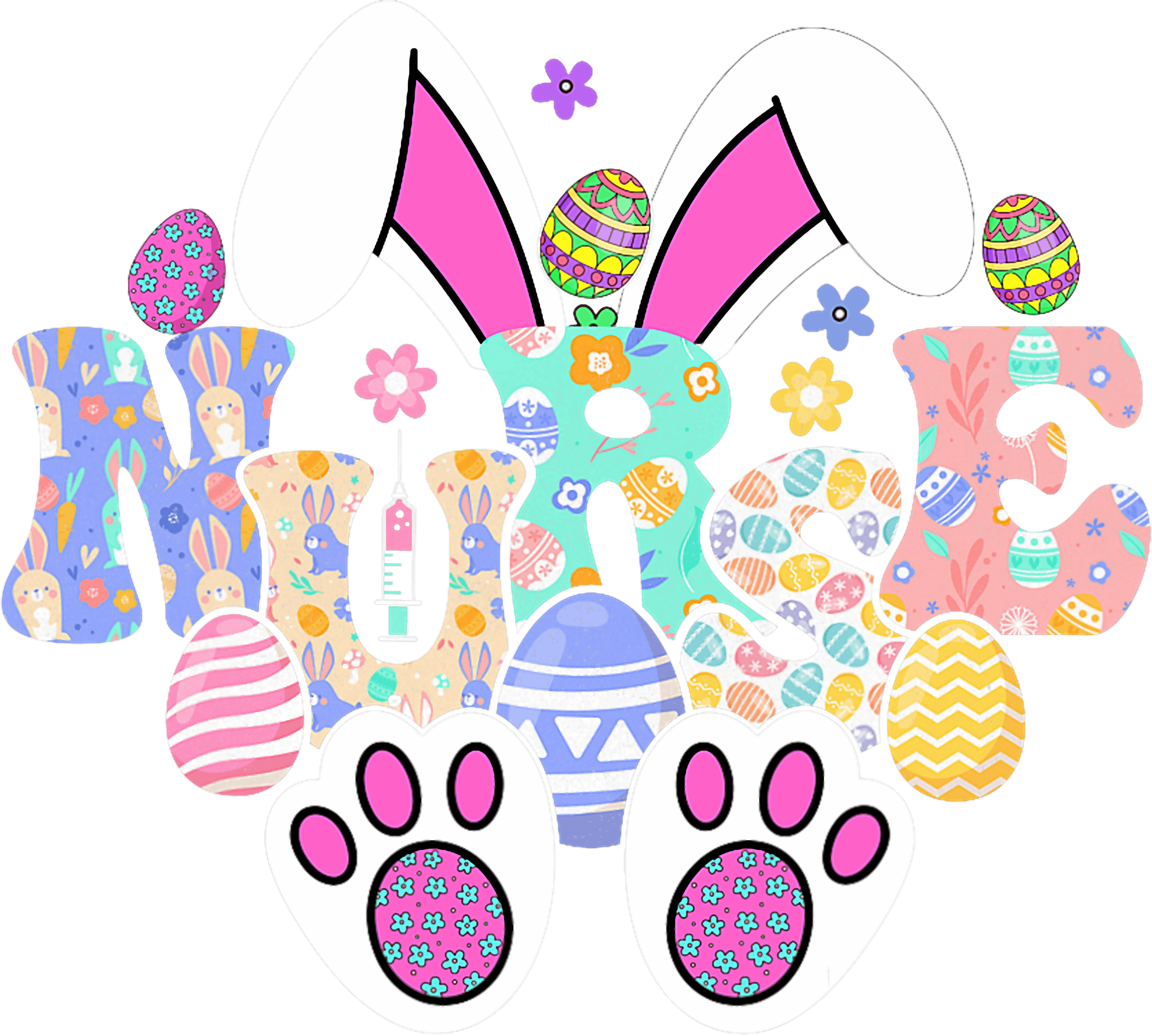 Easter Nurse Bunny Ears DTF Transfer