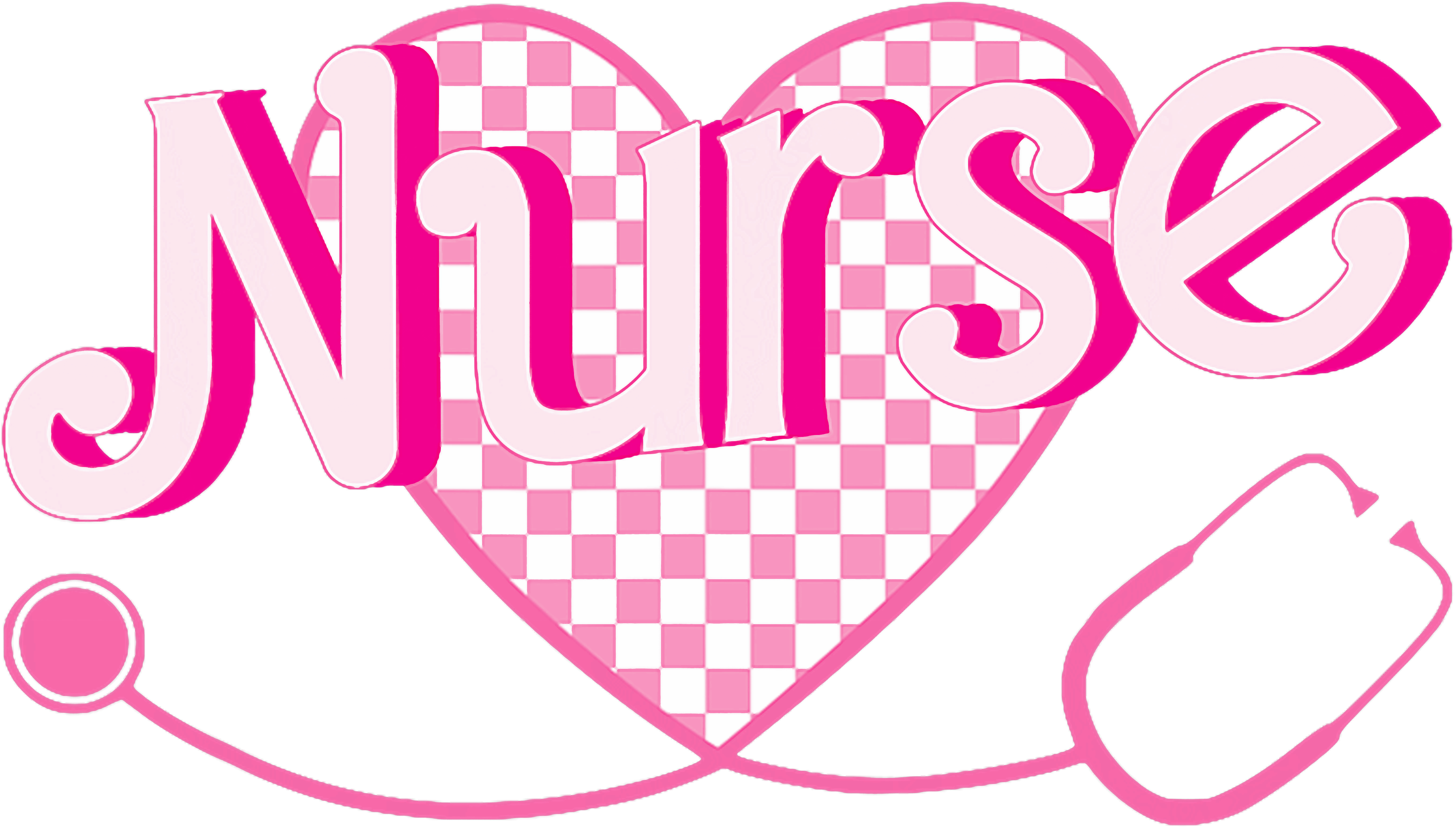 Pink Checkered Heart DTF Transfer