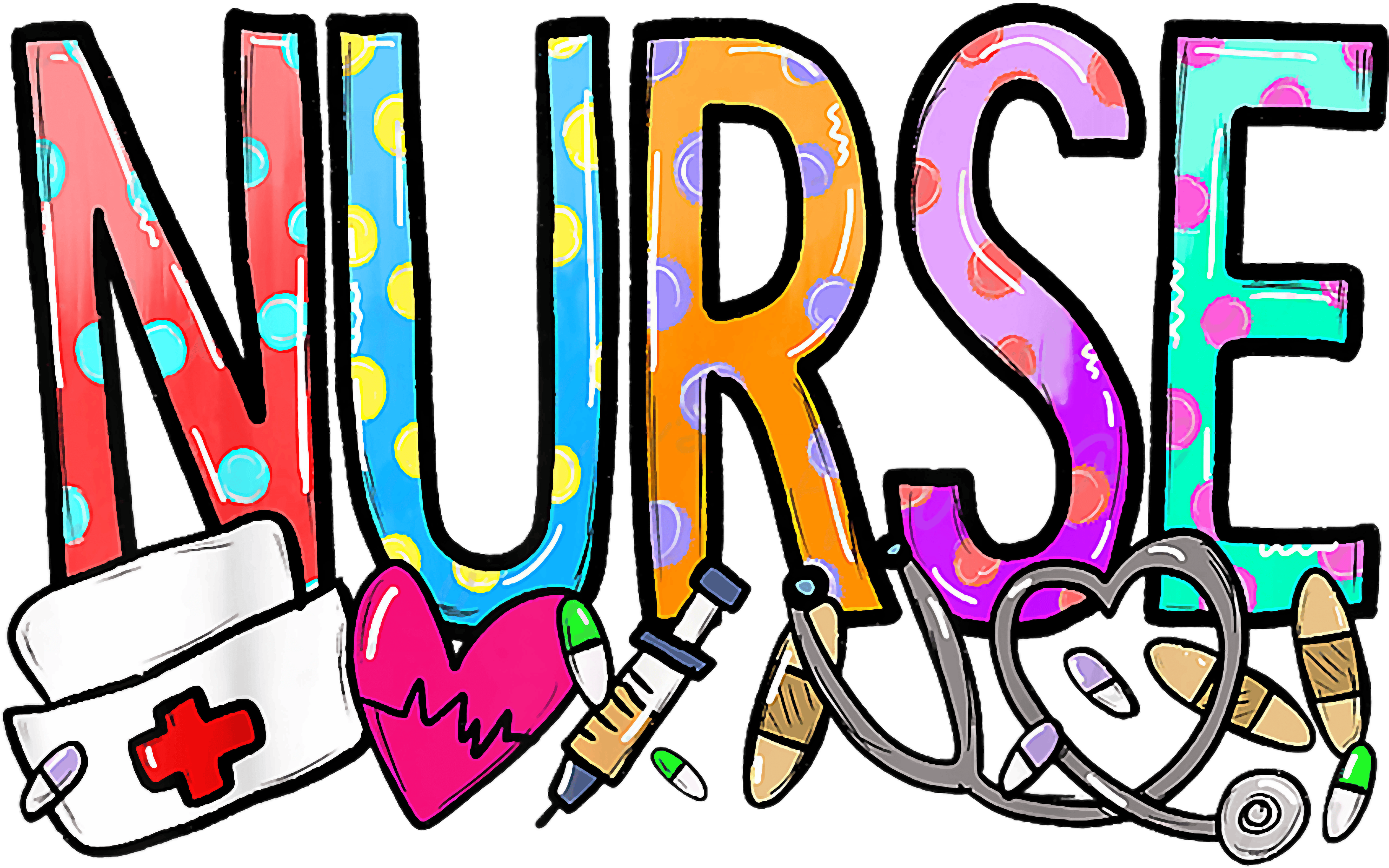 Colorful Nurse Pride DTF Transfer
