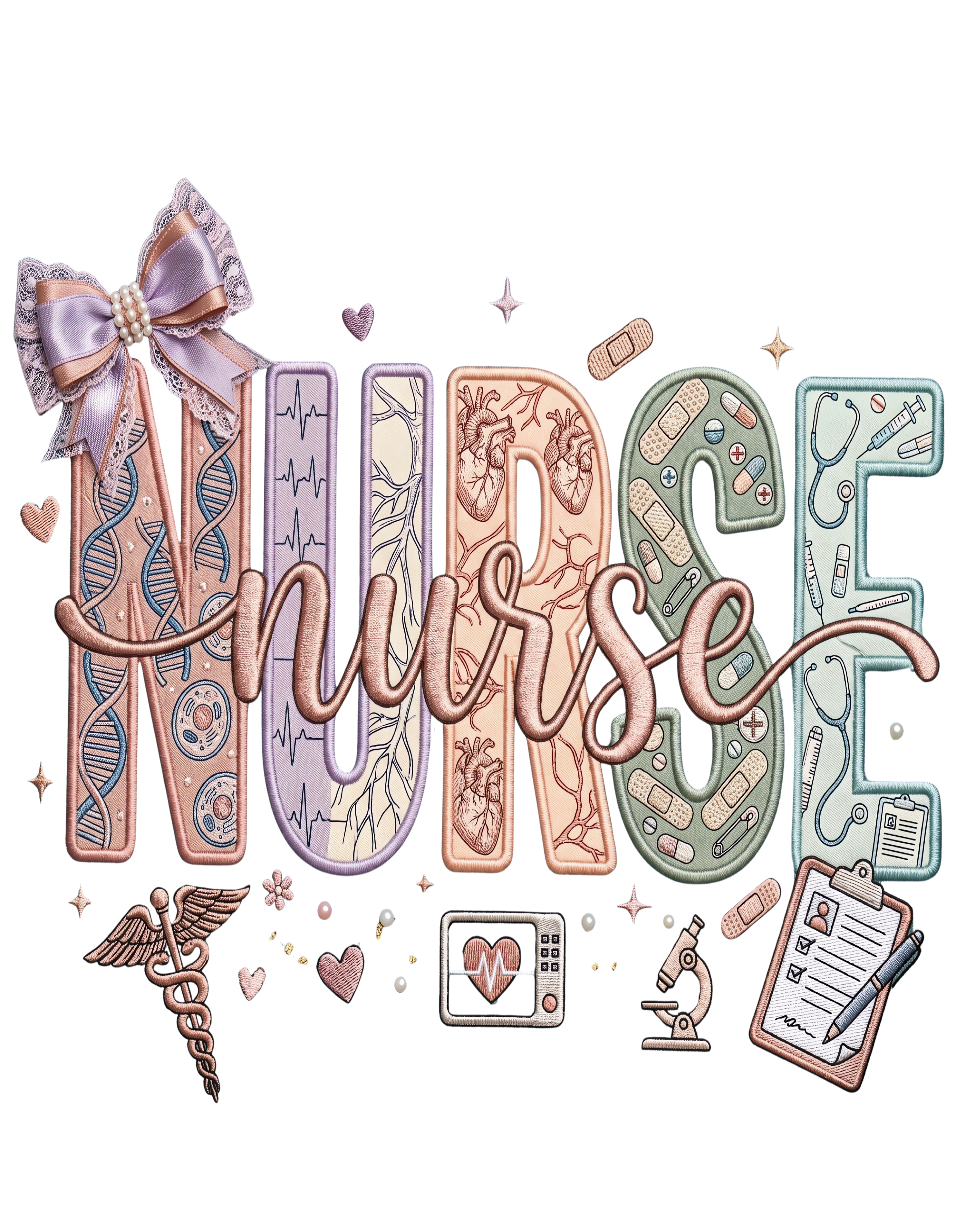 Nurse Medical Patchwork DTF Transfer