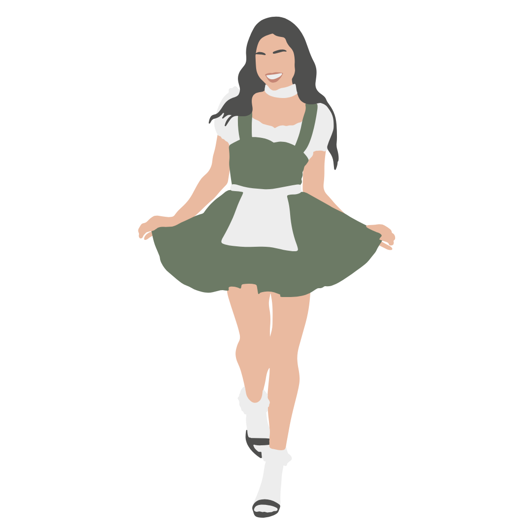 Dancing Woman In Traditional Dirndl Dress DTF Transfer