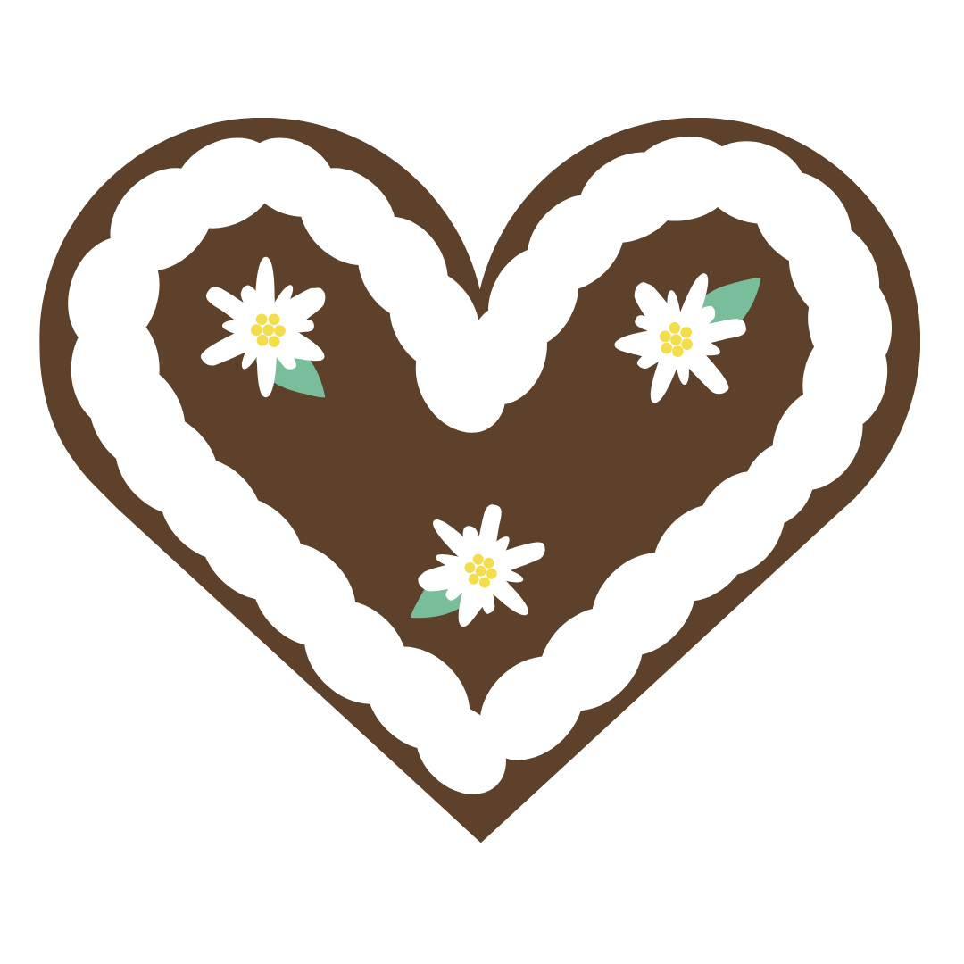 Traditional Gingerbread Heart Cookie With Edelweiss Flowers DTF Transfer