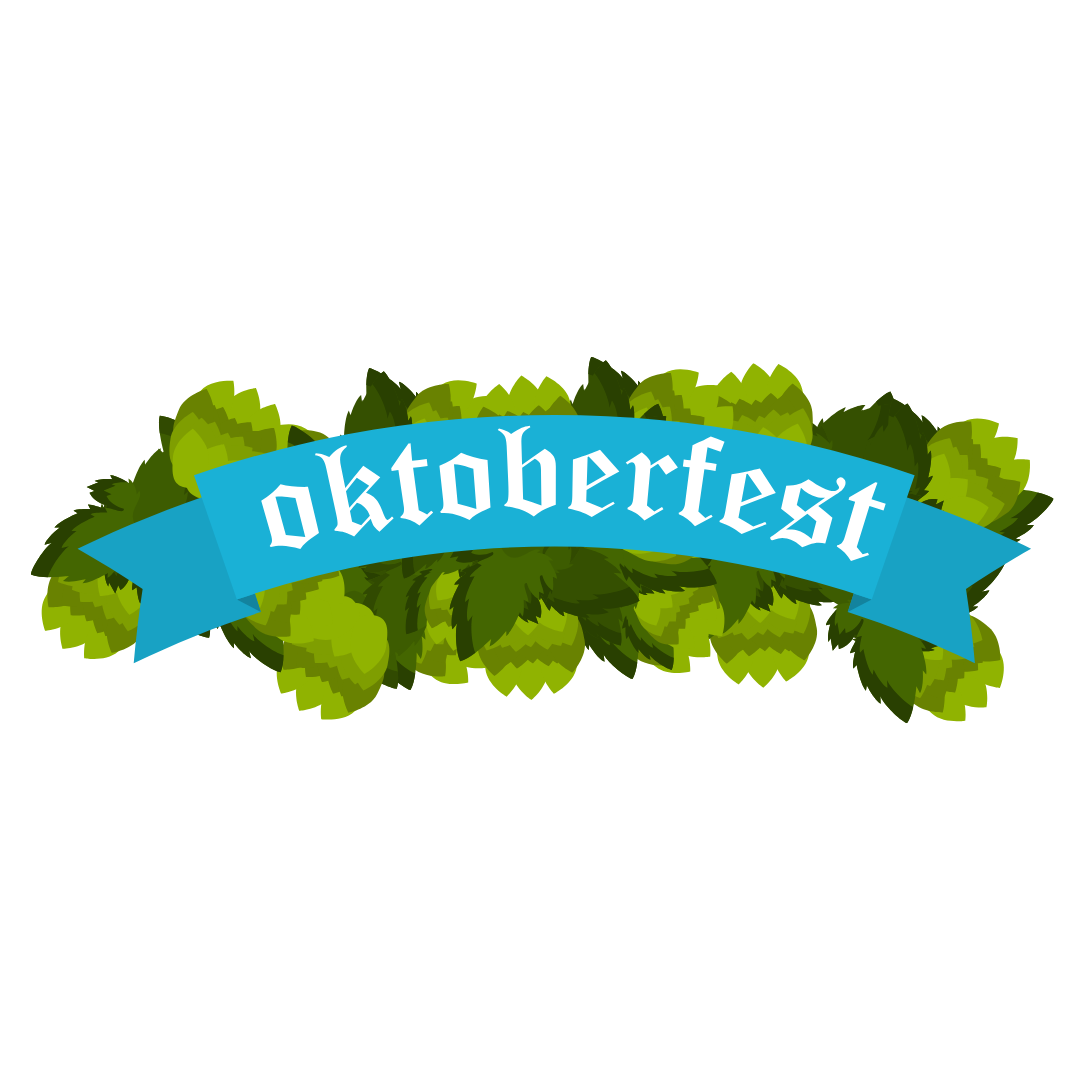 Oktoberfest Banner With Hops Leaves And Blue Ribbon DTF Transfer
