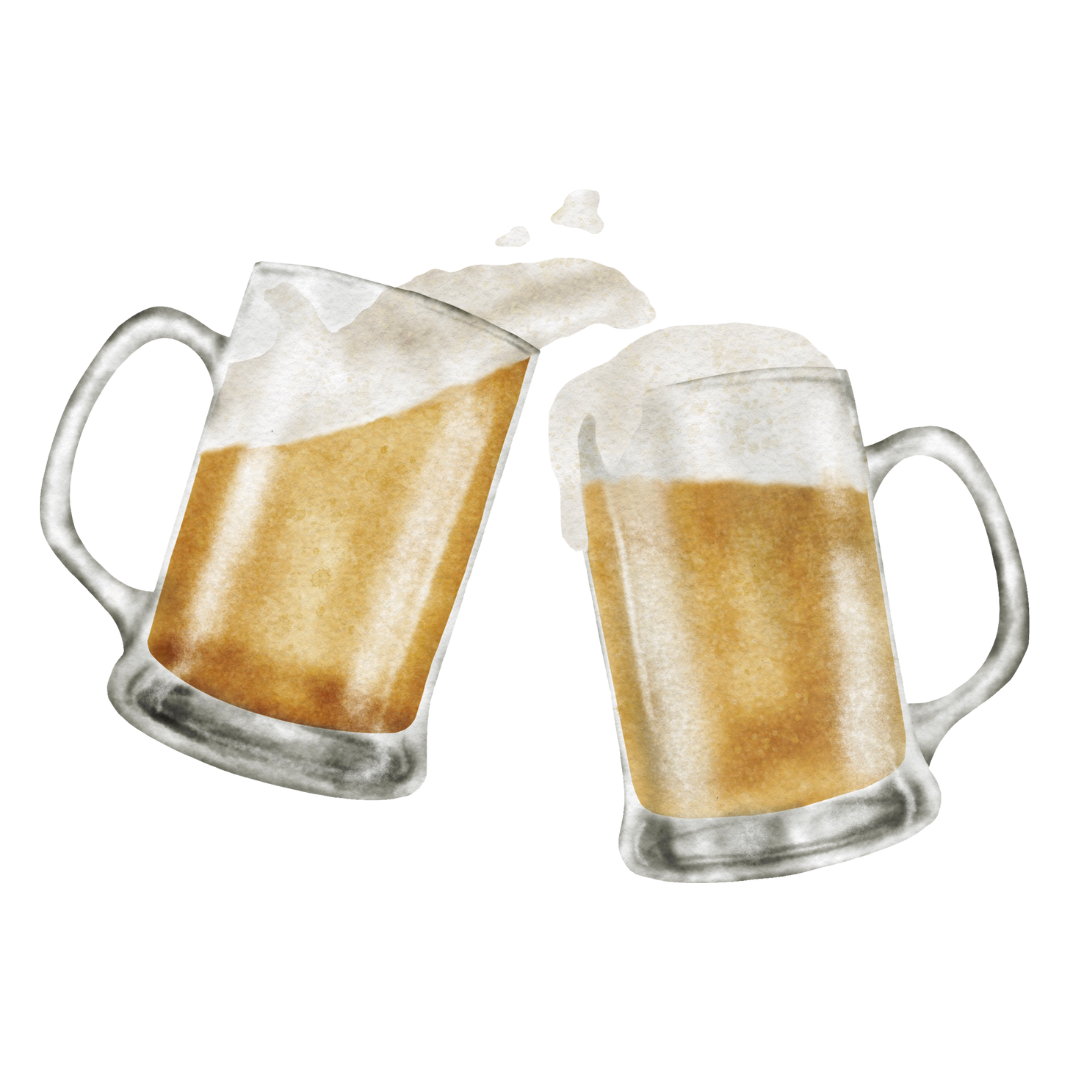 Watercolor Style Clinking Beer Steins DTF Transfer