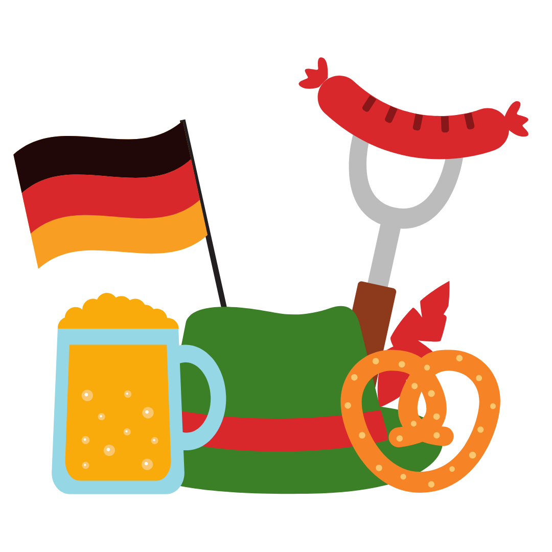 German Festival Hat With Beer Pretzel And Sausage DTF Transfer