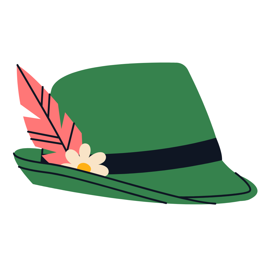 Traditional Bavarian Hat With Feather And Edelweiss DTF Transfer