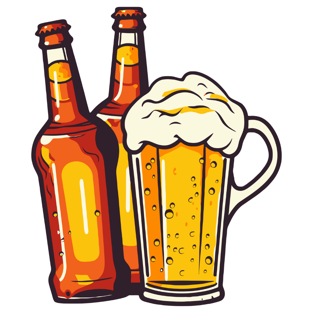 Beer Bottles And Frothy Beer Mug DTF Transfer