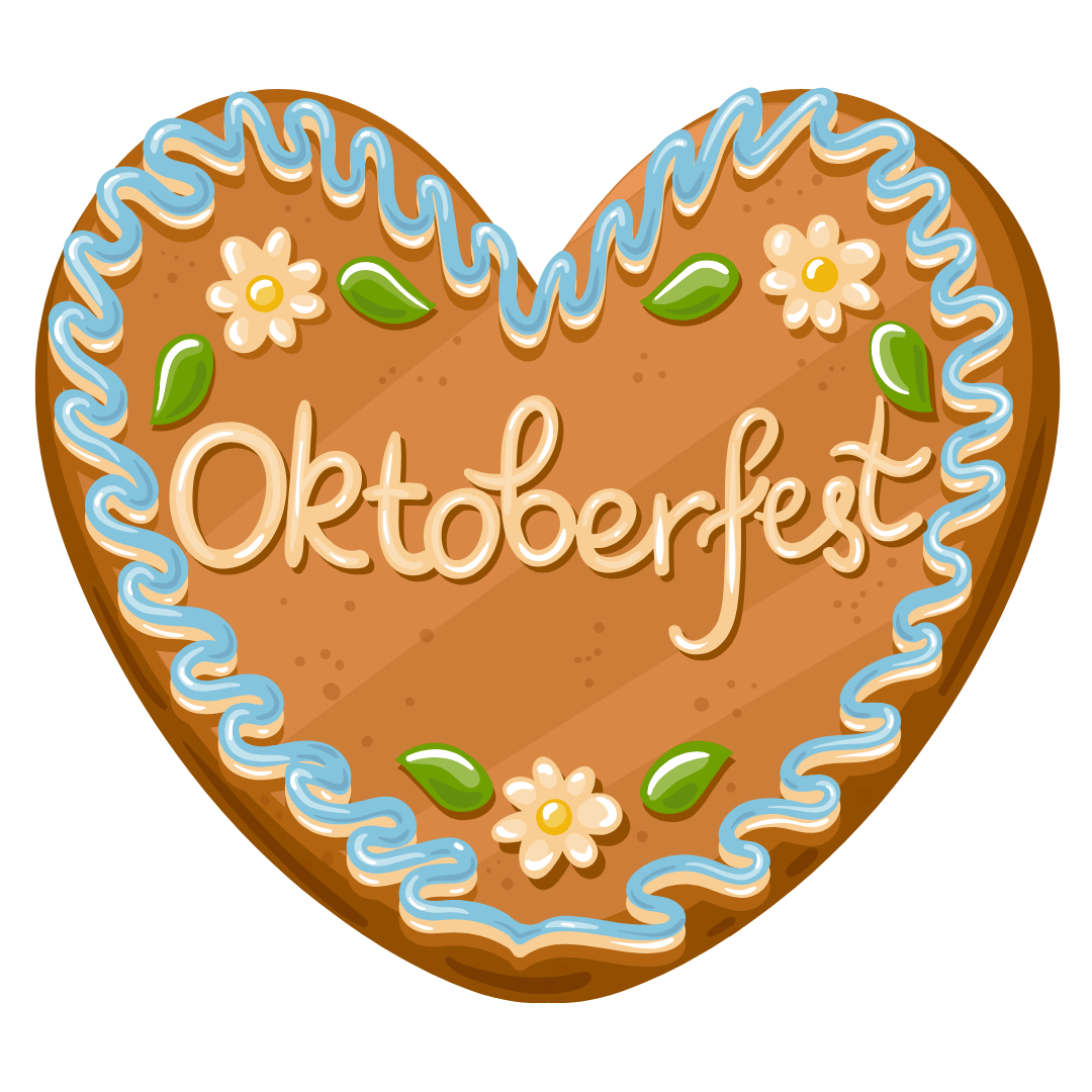 Oktoberfest Gingerbread Heart Cookie DTF Transfer