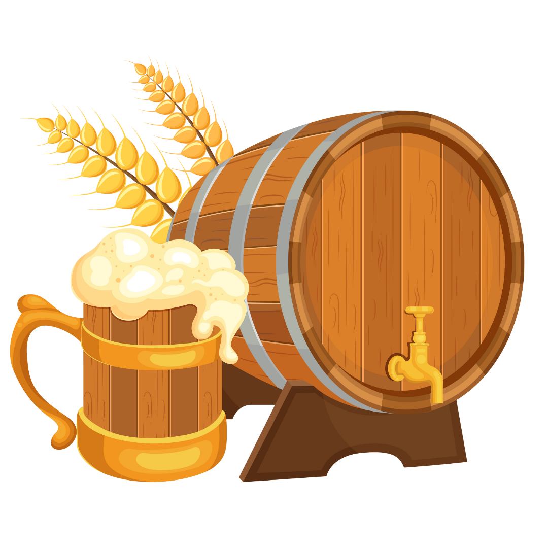 Beer Barrel Wheat And Wooden Beer Mug DTF Transfer