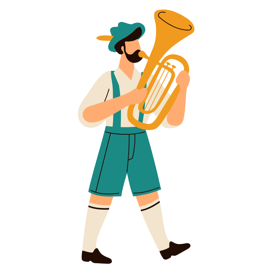 Bavarian Musician Playing Tuba DTF Transfer