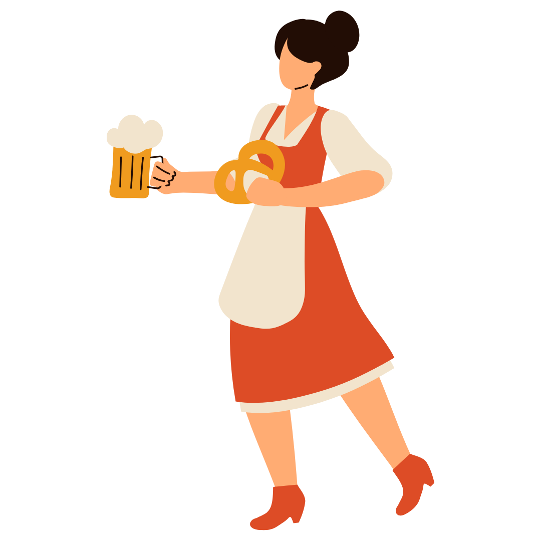 Oktoberfest Waitress Carrying Beer And Pretzels DTF Transfer