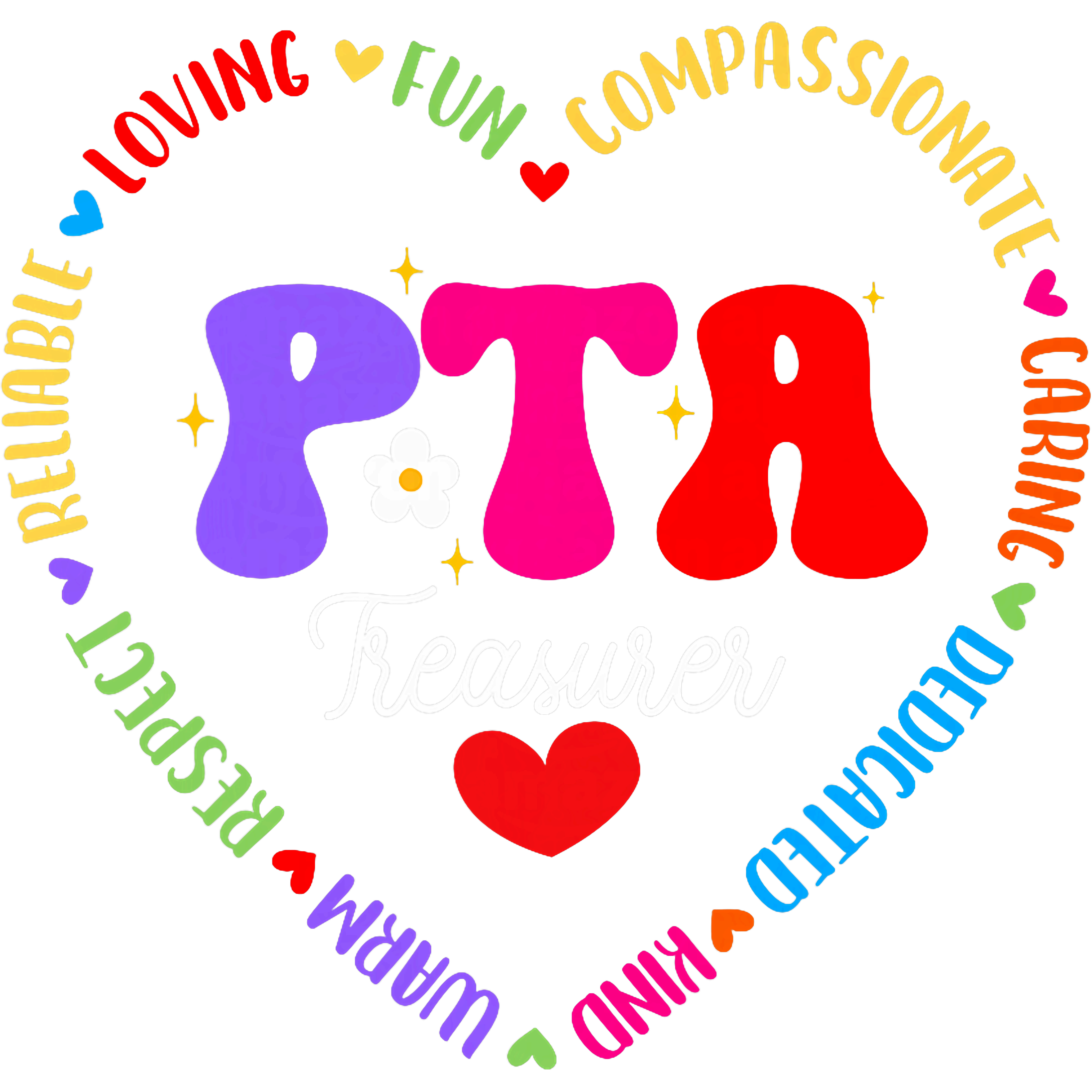 Colorful PTA Secretary Appreciation DTF Transfer