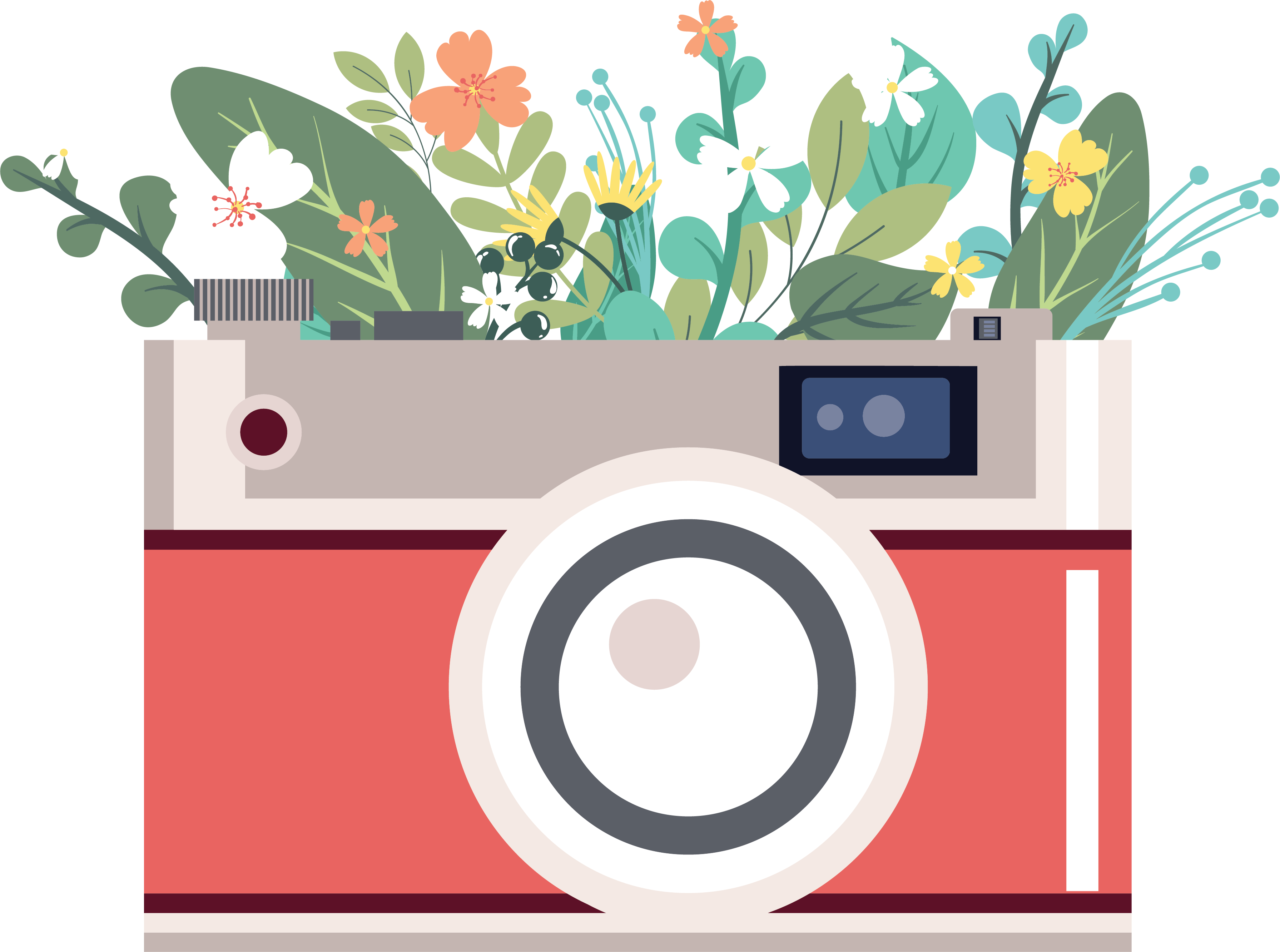 Floral Camera Photography DTF Transfer