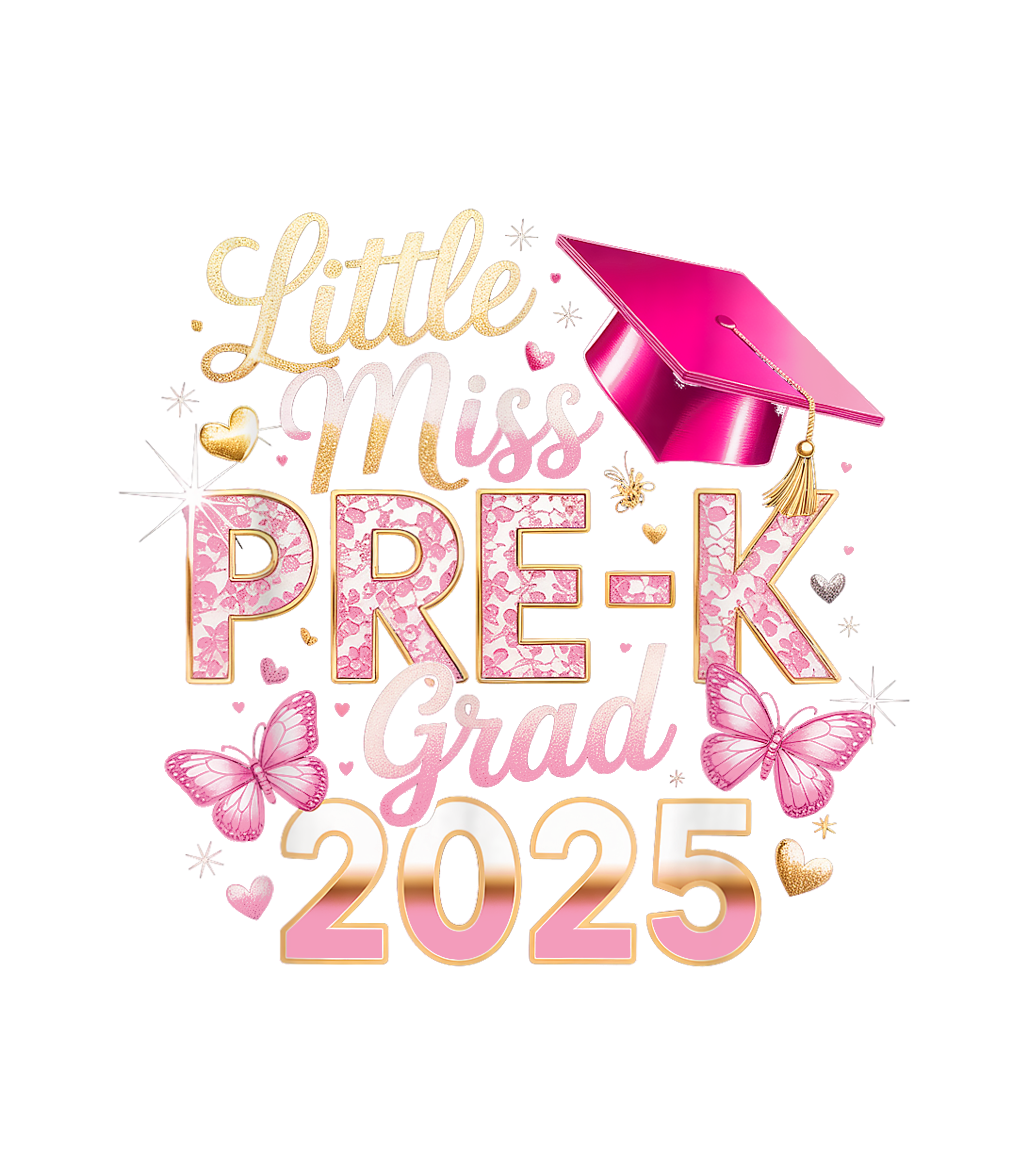 Little Miss PreK Grad 2025 Butterfly DTF Transfer