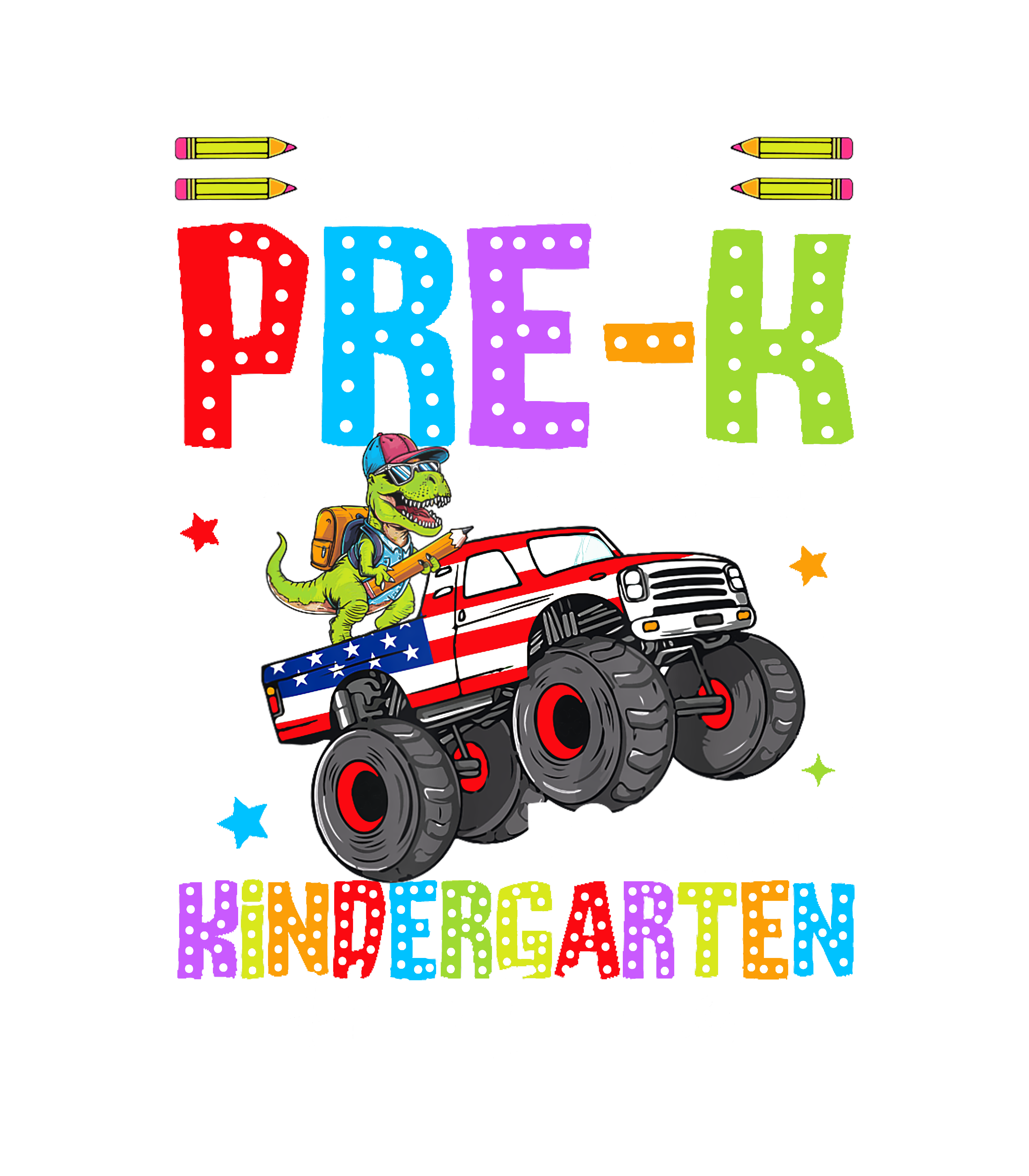 So Long PreK Dinosaur Monster Truck Kindergarten DTF Transfer