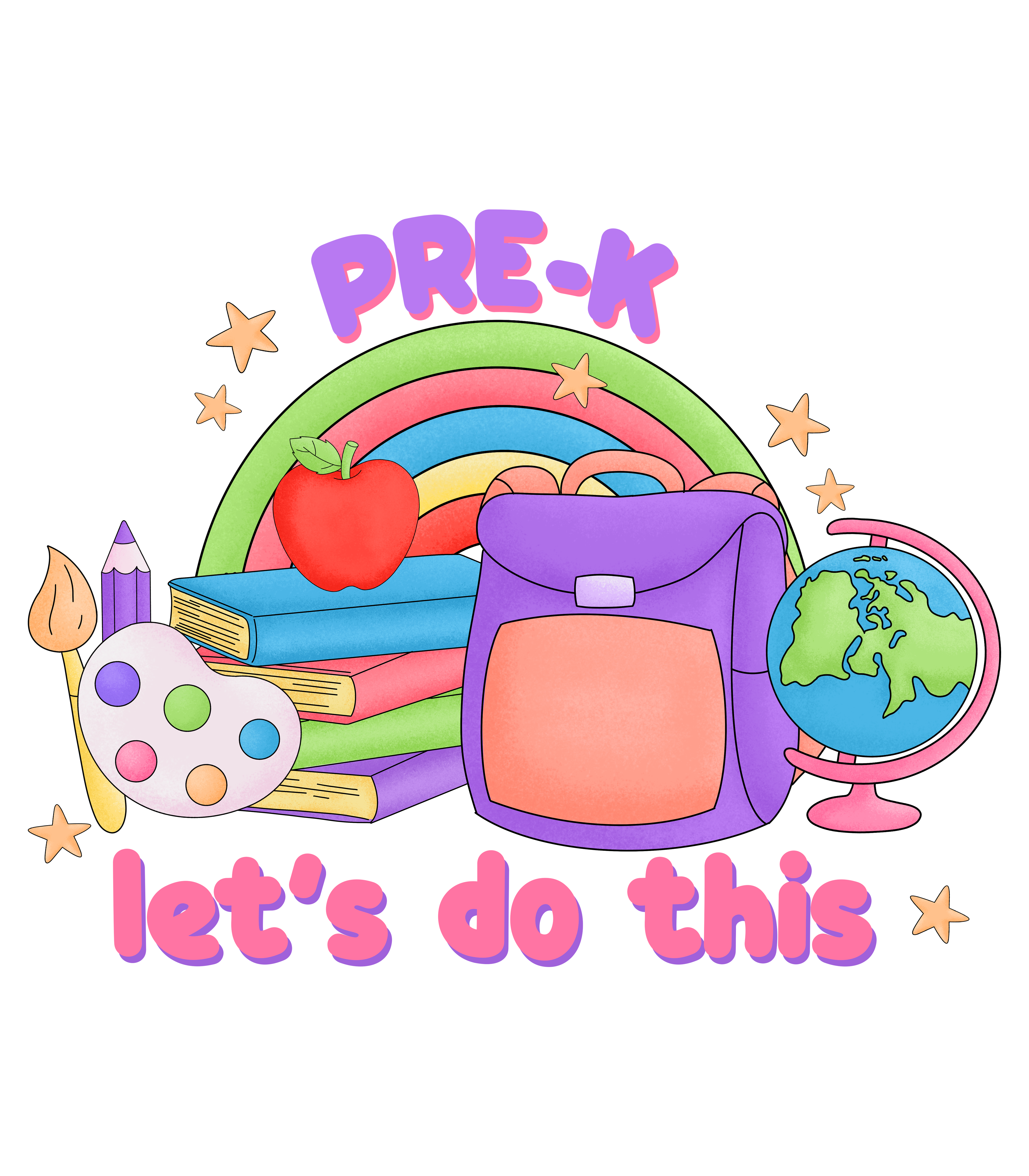 PreK Lets Do This School Supplies DTF Transfer