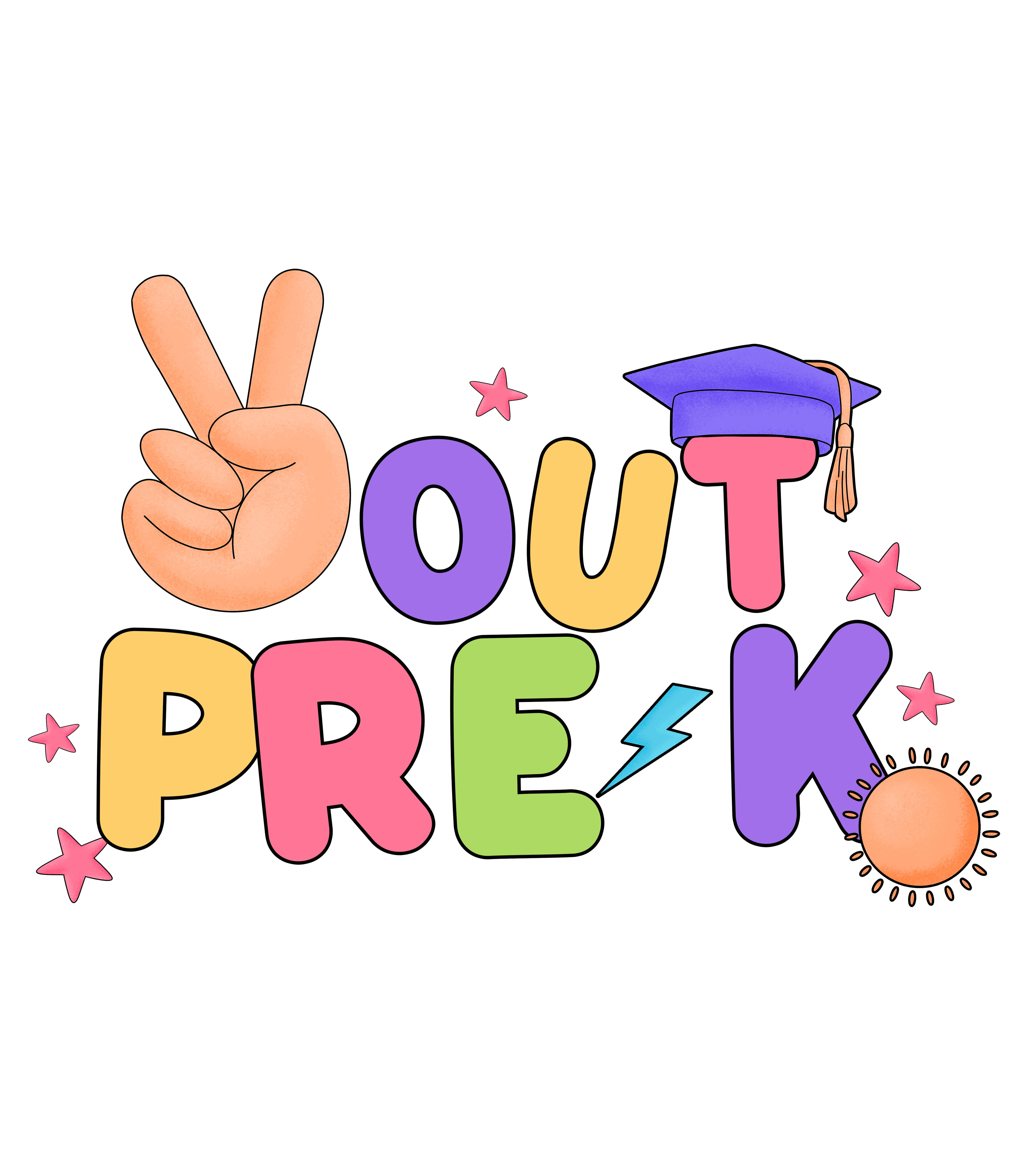 Out PreK Peace Sign DTF Transfer