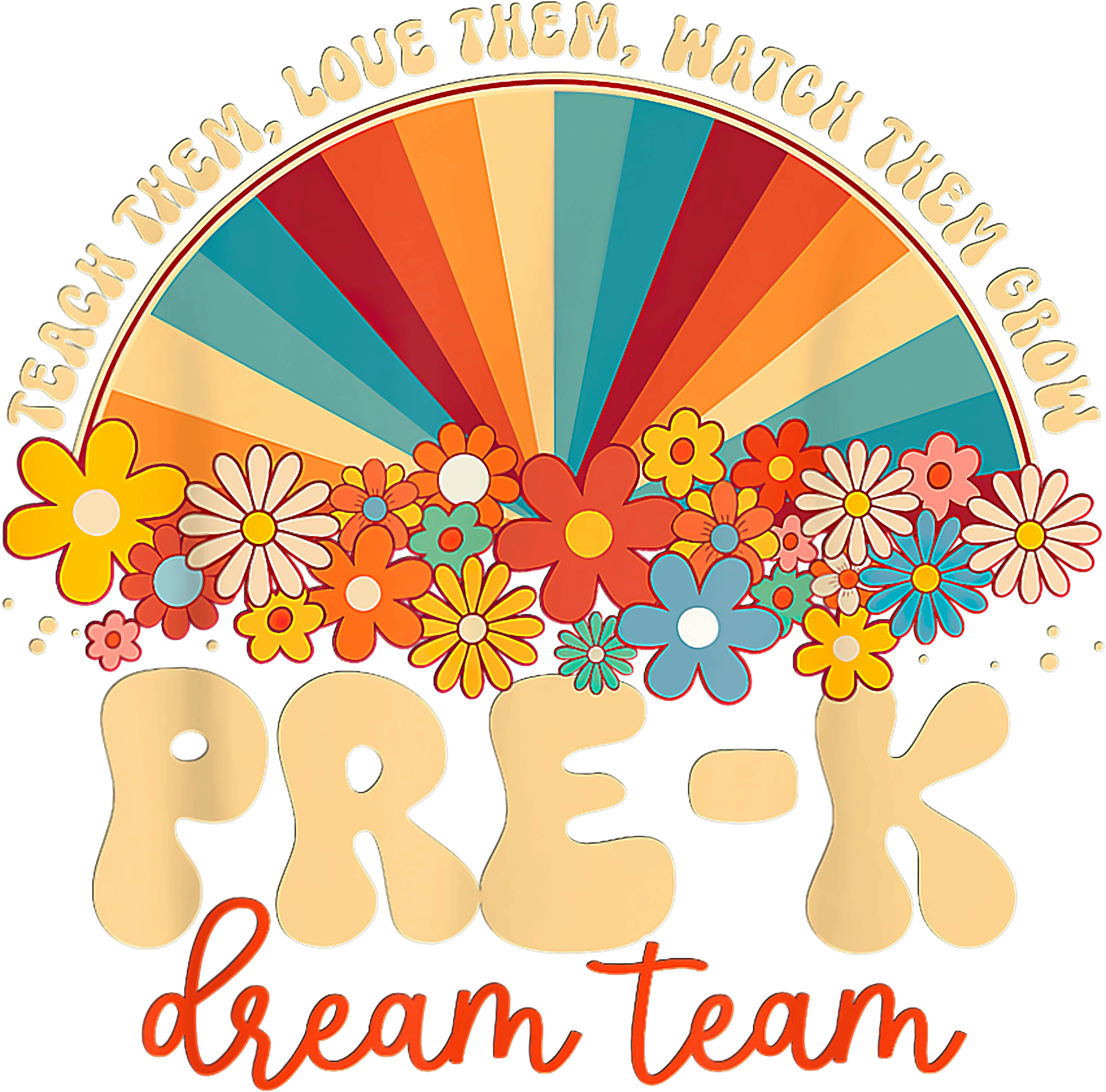 Retro Floral Pre K Dream Team DTF Transfer