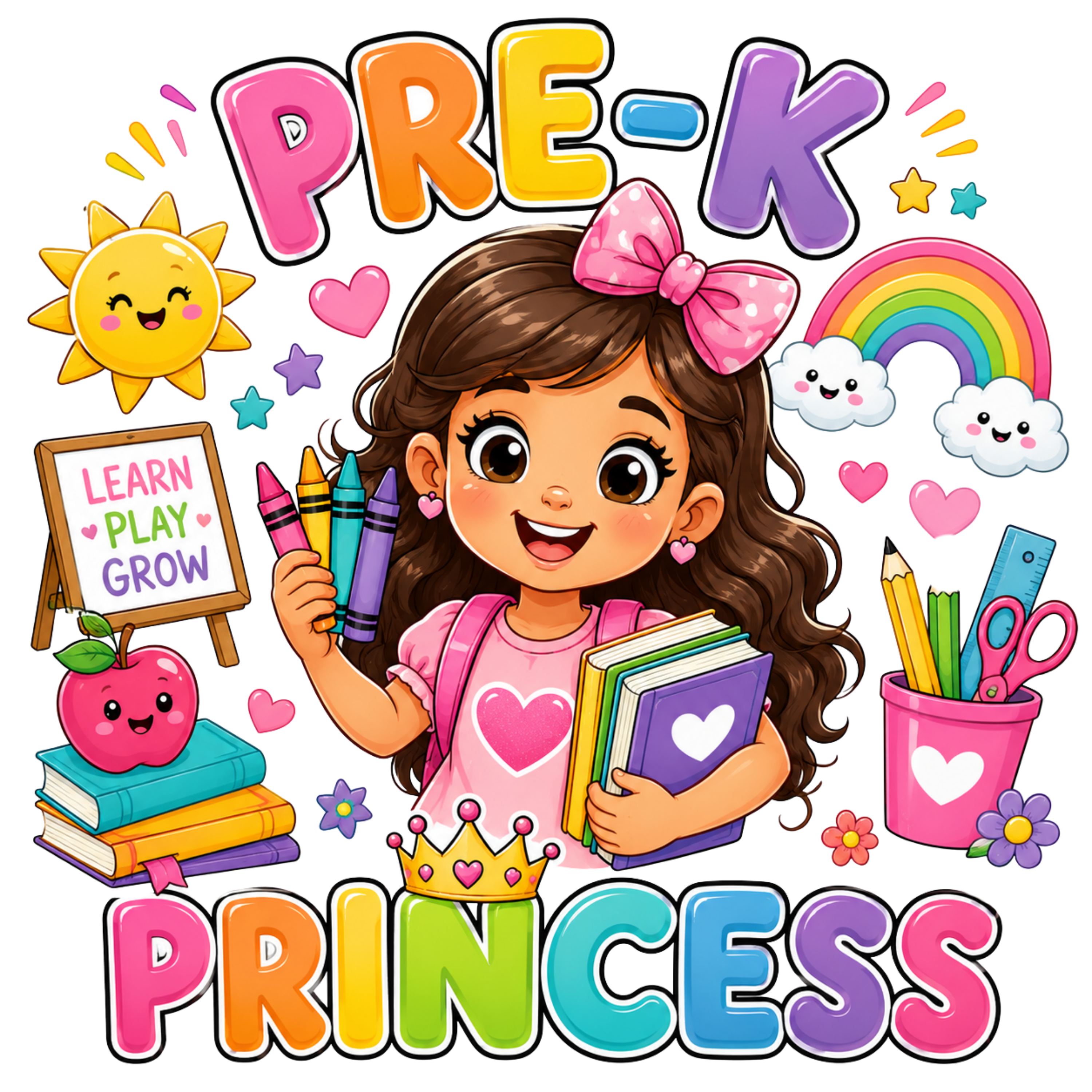 Pre K Princess Learning DTF Transfer