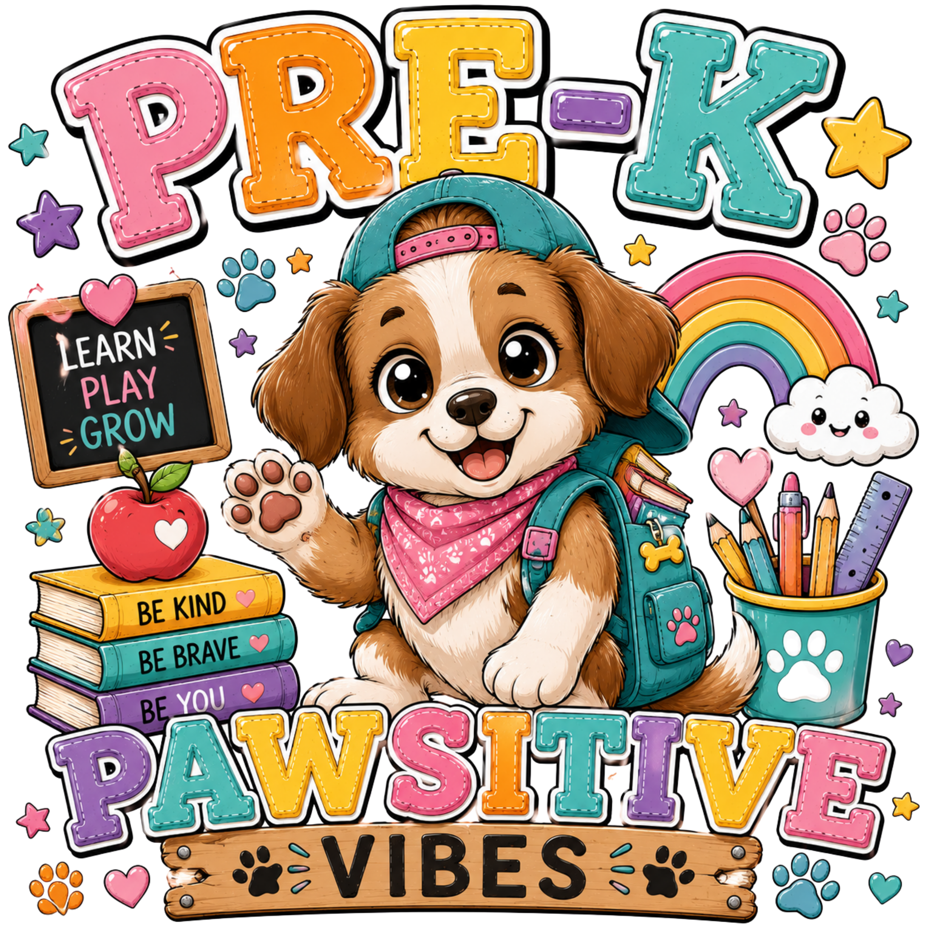 Pre K Pawsitive Vibes DTF Transfer