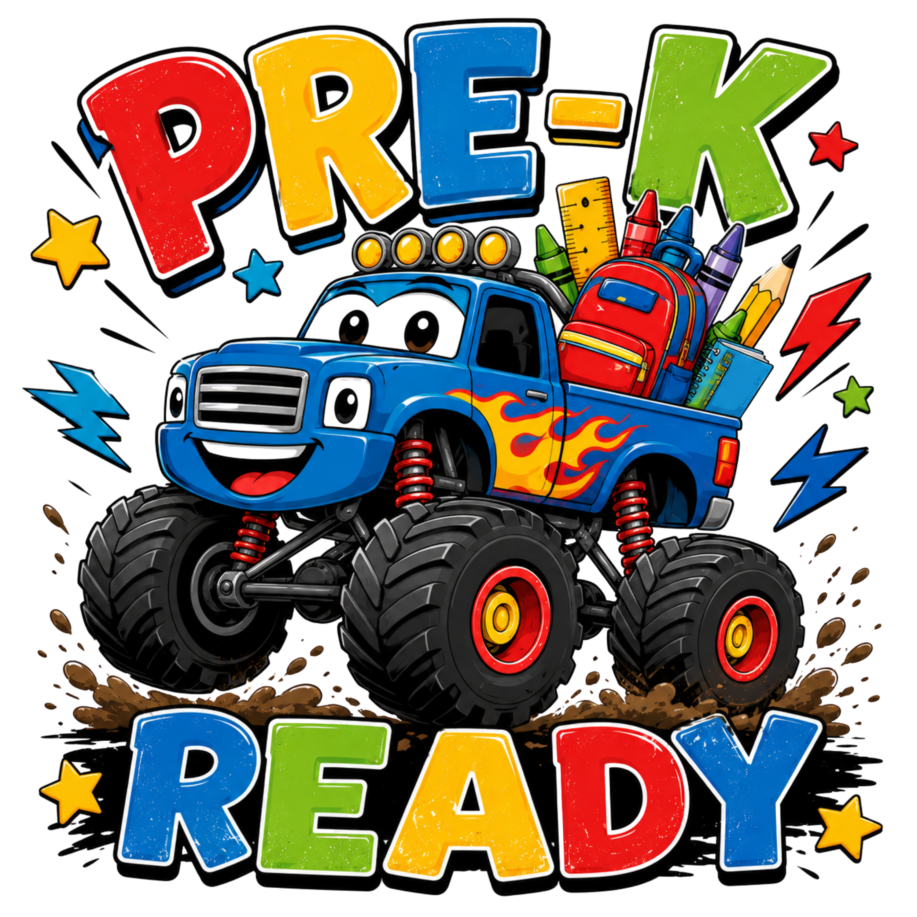 Pre K Monster Truck Ready DTF Transfer