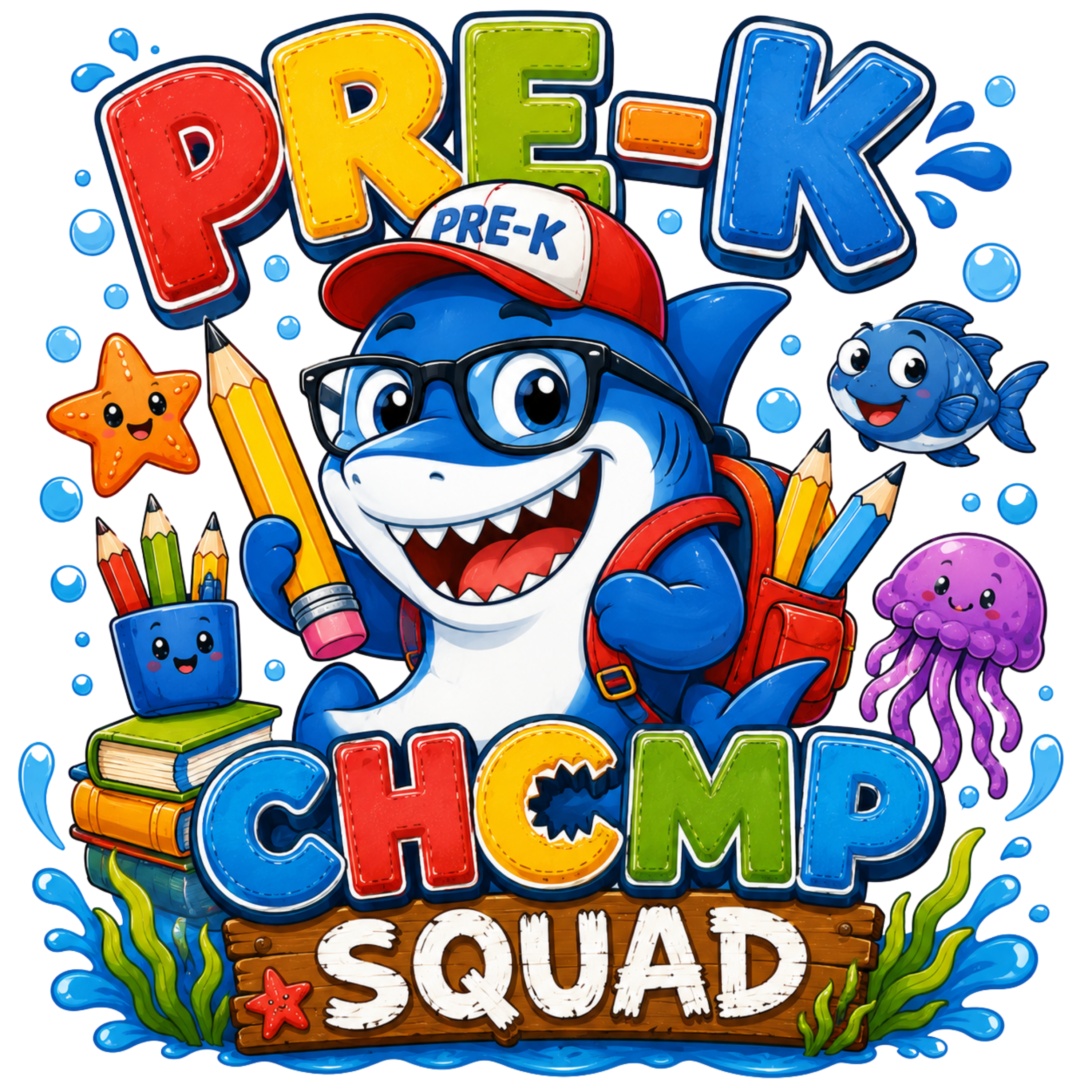 Pre K Shark School Champ DTF Transfer