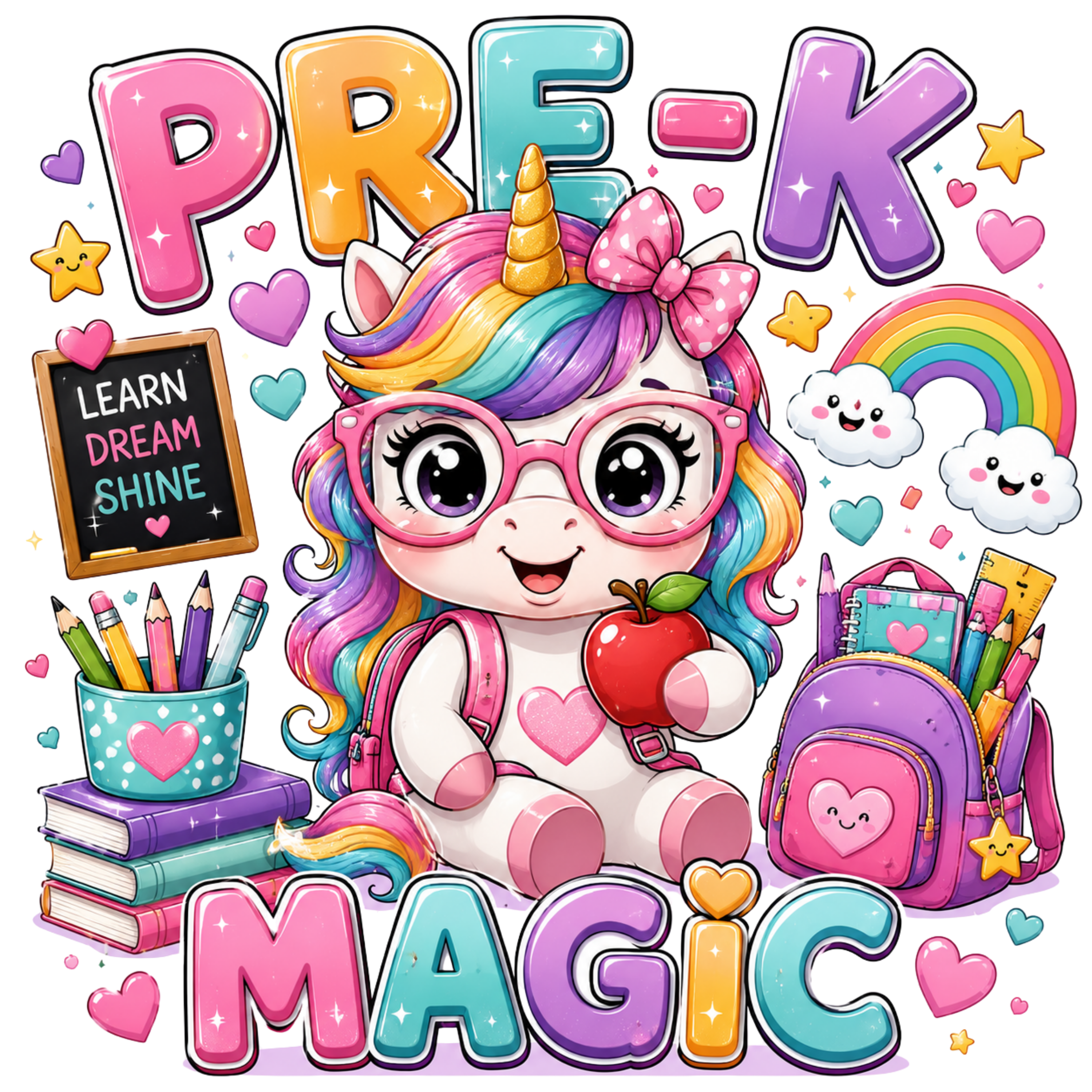 Pre K Unicorn School Magic DTF Transfer