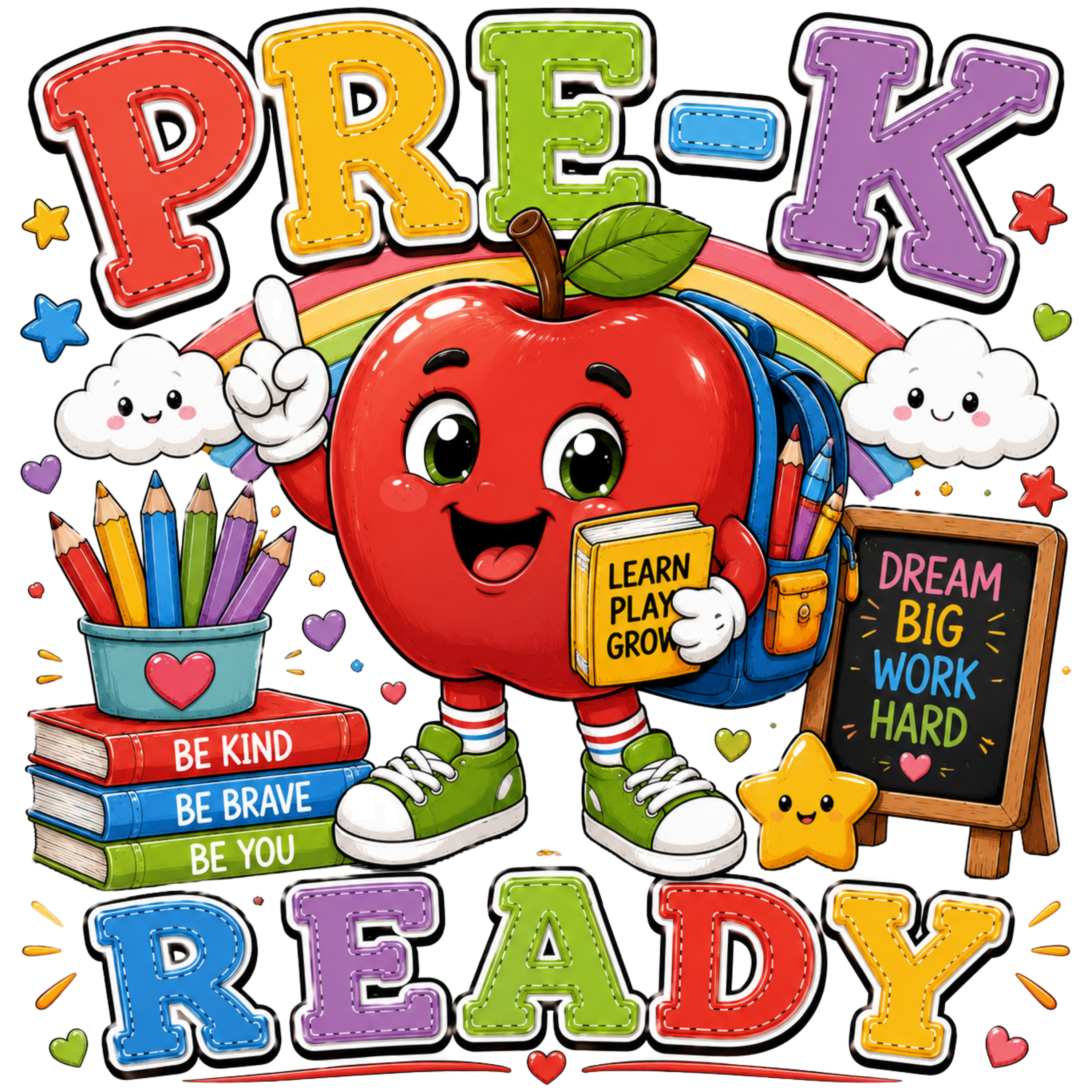 Pre K Apple Ready To Learn DTF Transfer