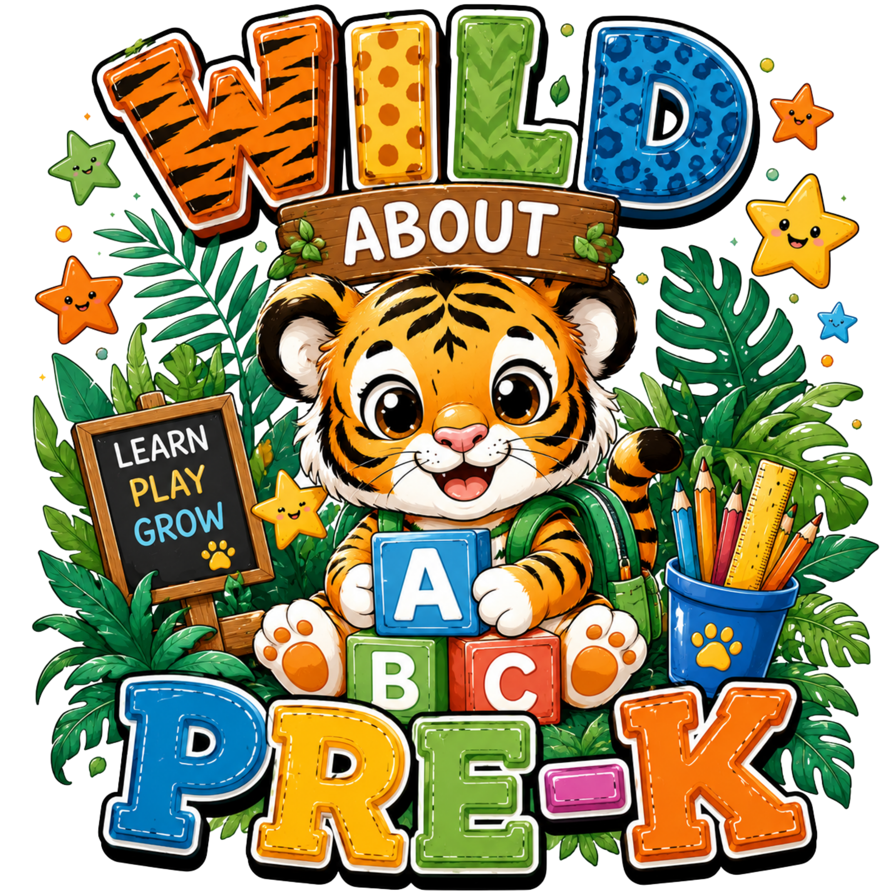 Wild About Pre K Tiger DTF Transfer