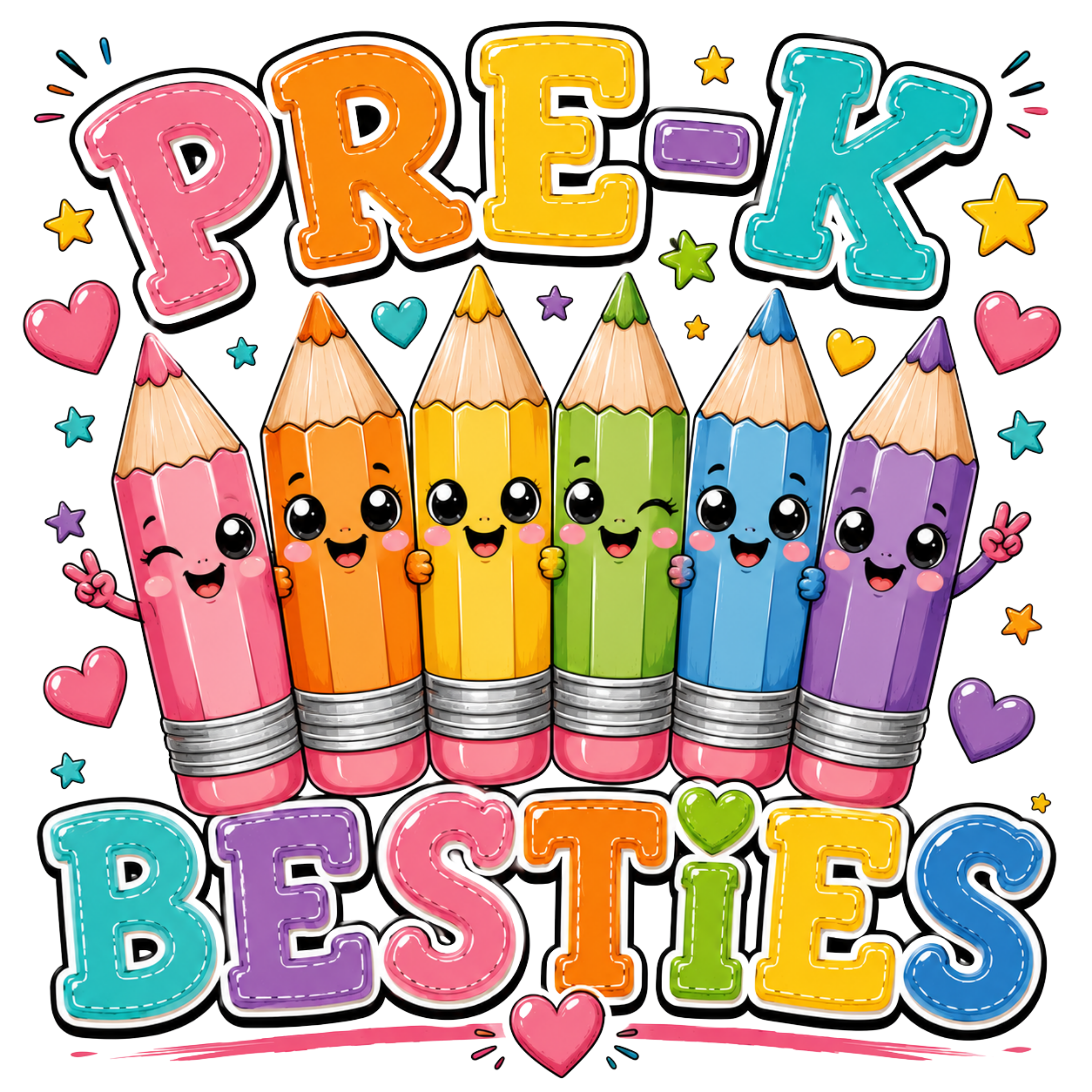 Pre K Pencil Besties DTF Transfer