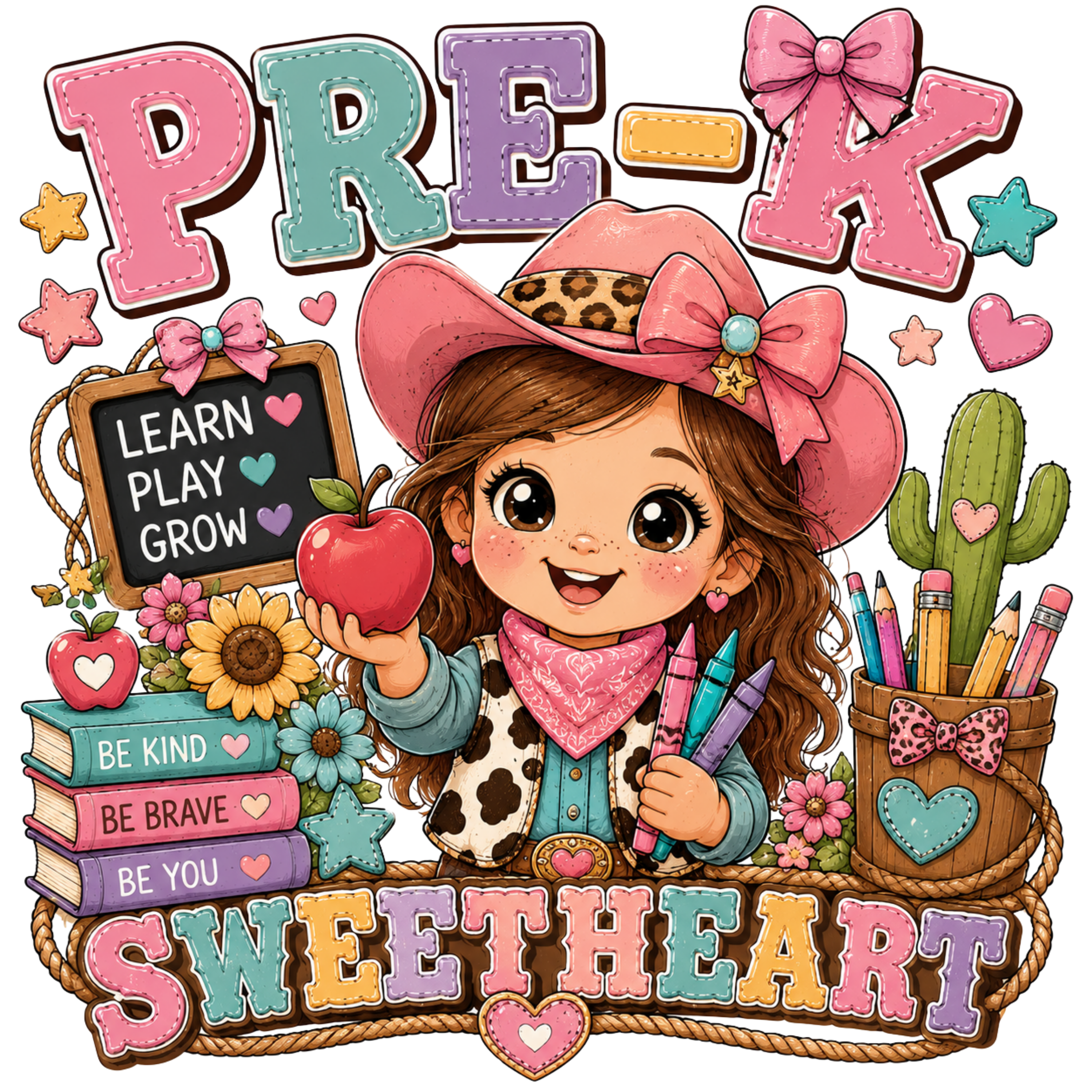 Pre K Cowgirl Sweetheart DTF Transfer