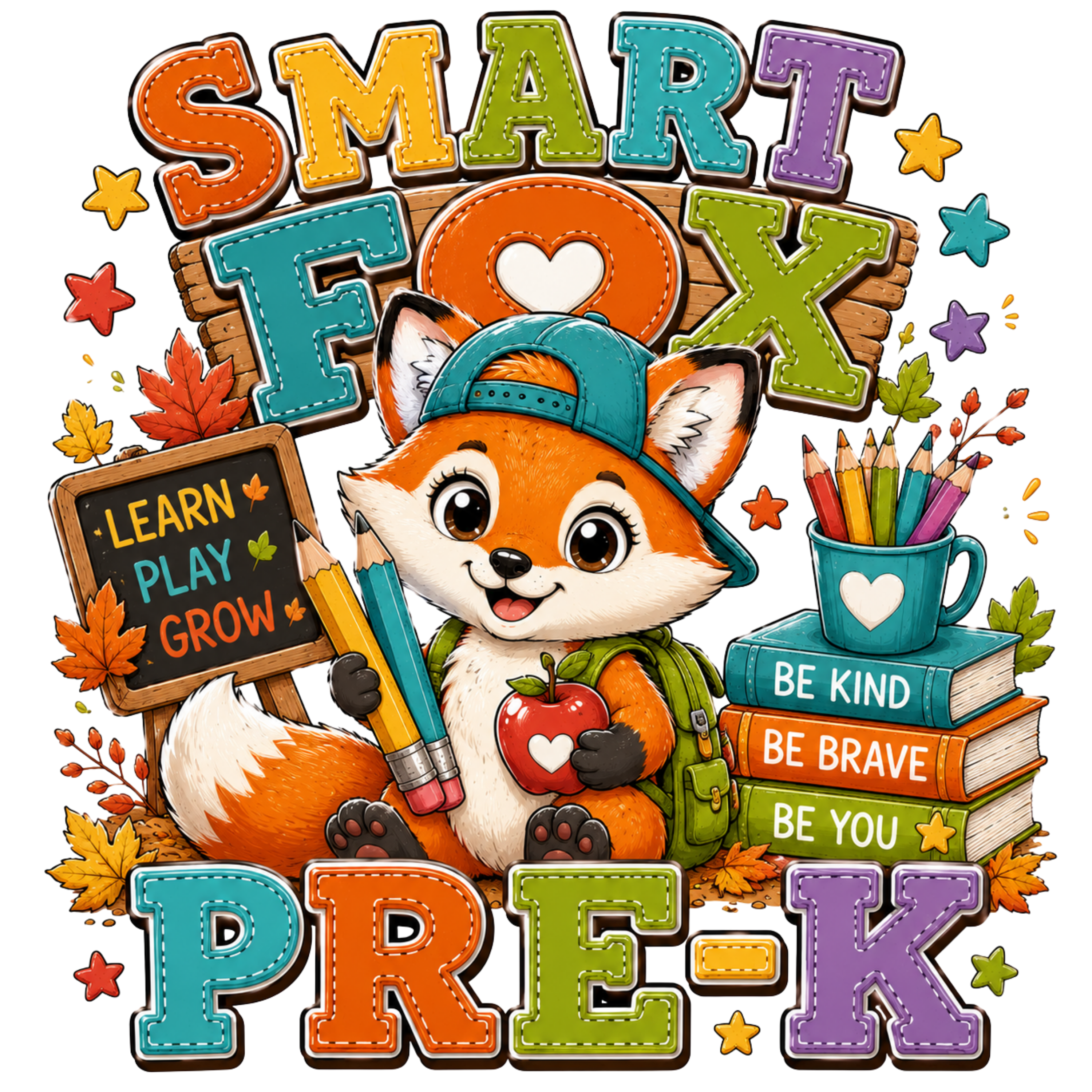 Smart Fox Pre K DTF Transfer