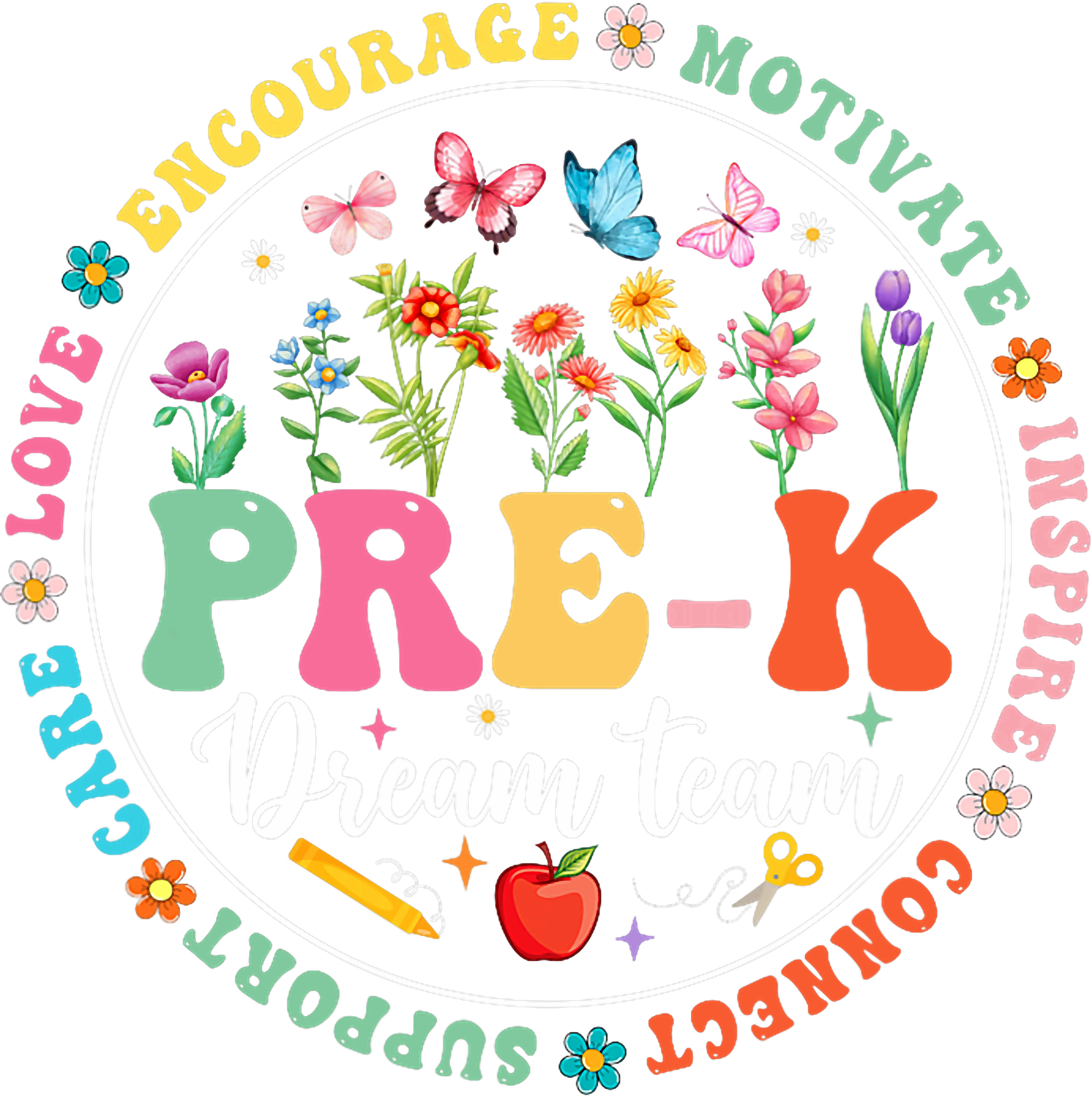 Floral Pre K Dream Team DTF Transfer