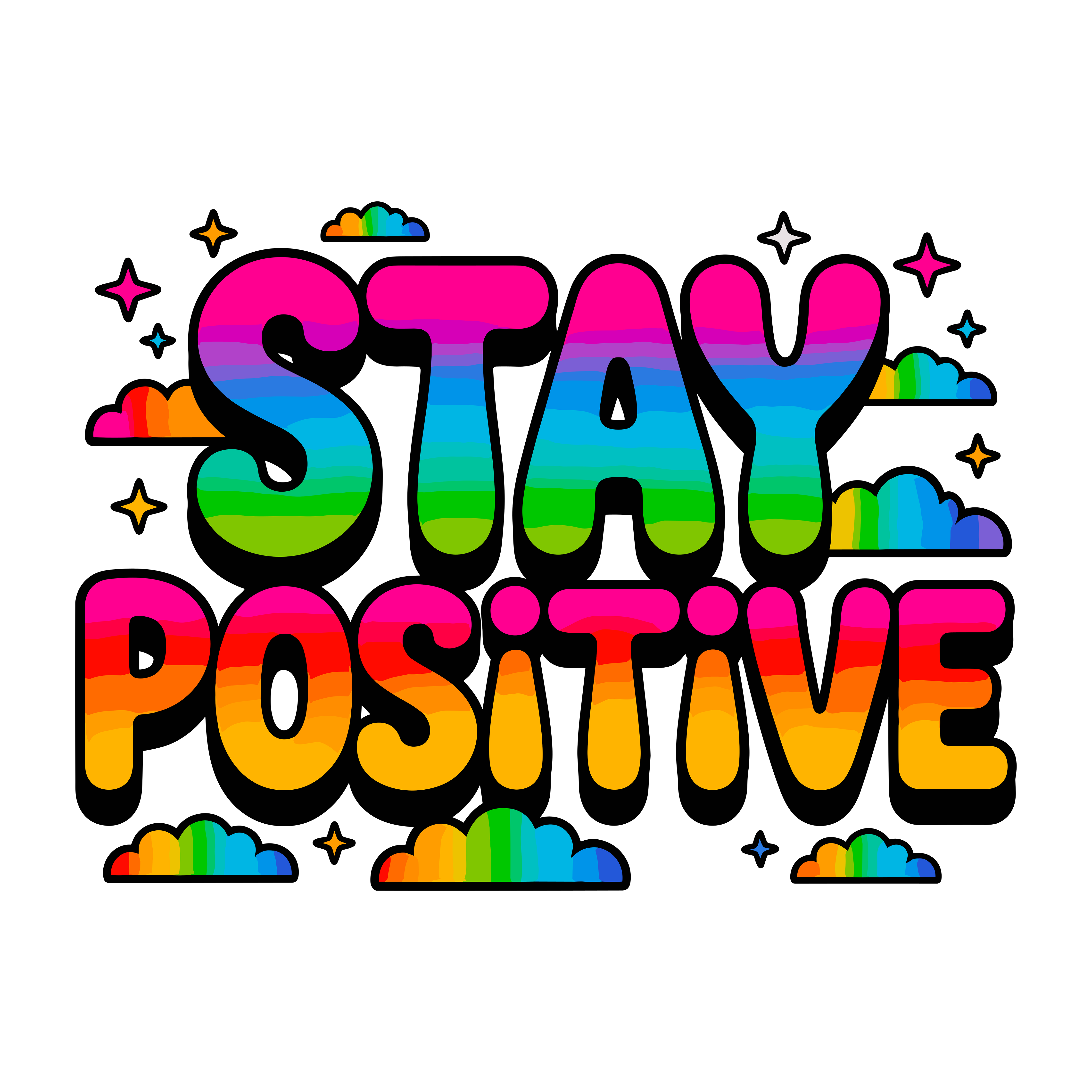 Stay Positive Rainbow DTF Transfer
