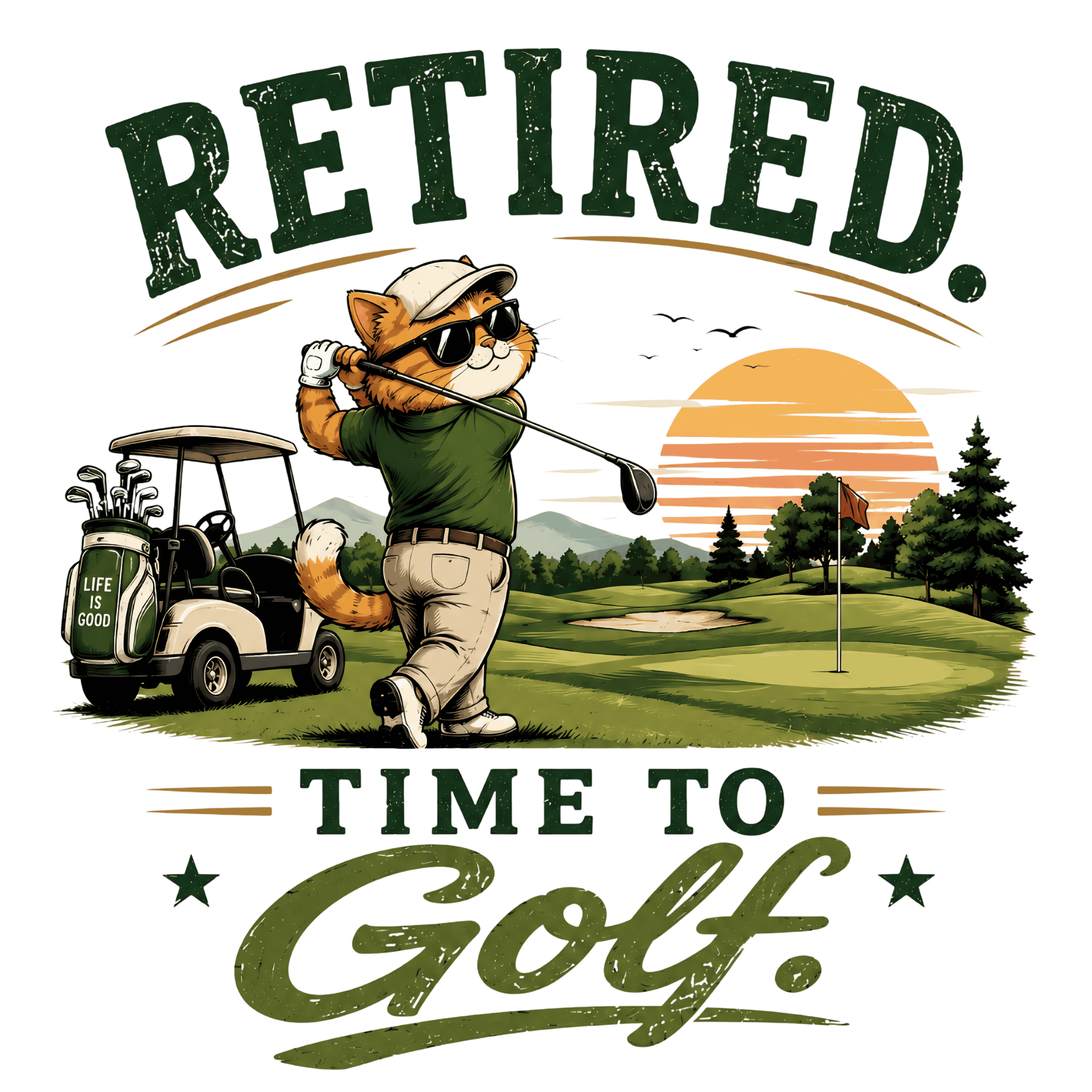 Retired Time To Golf DTF Transfer