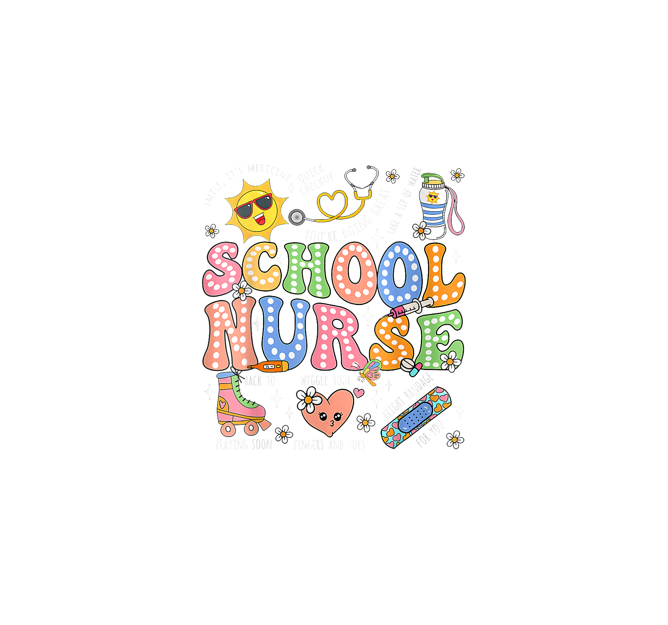 Cheerful School Nurse Care DTF Transfer