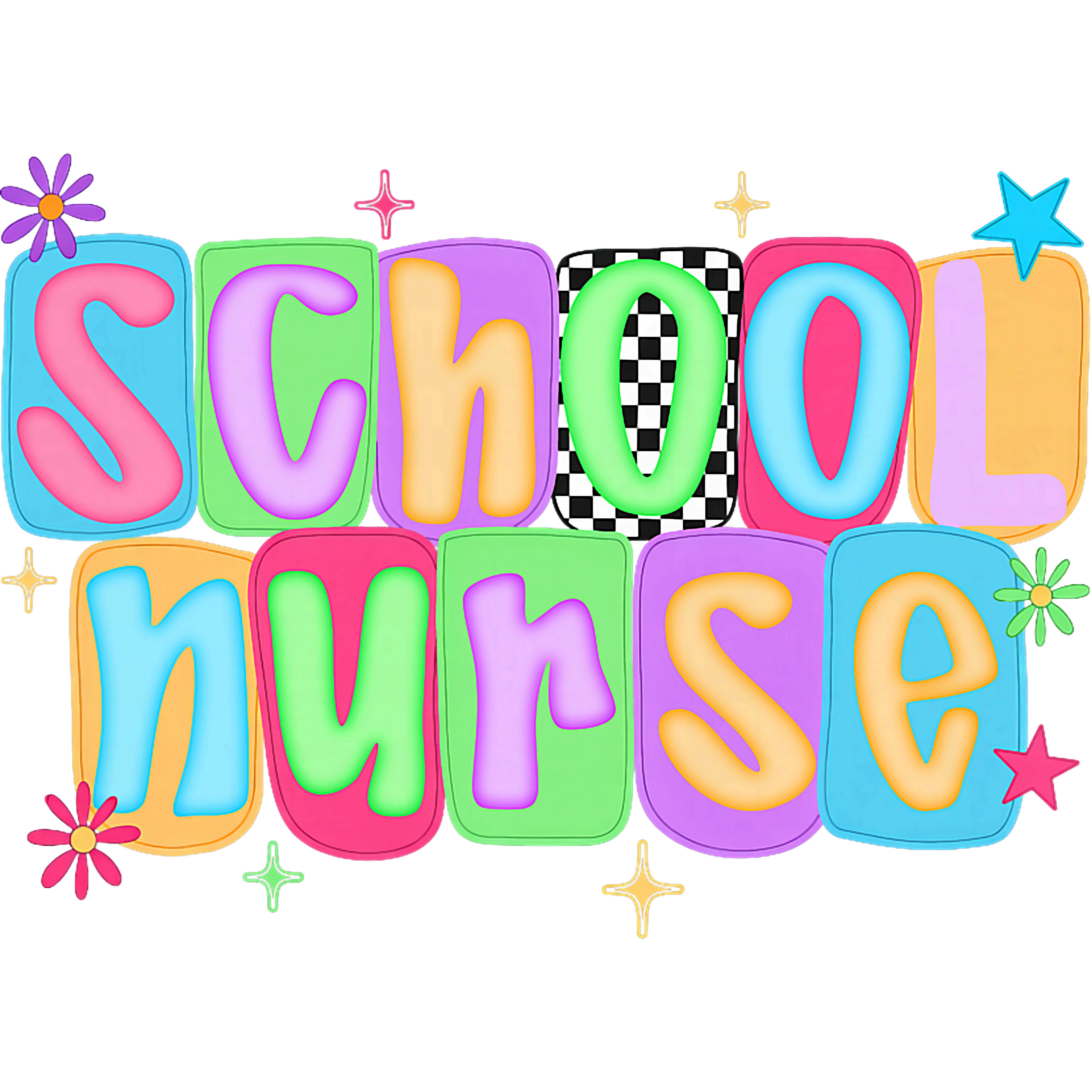 Colorful School Nurse DTF Transfer