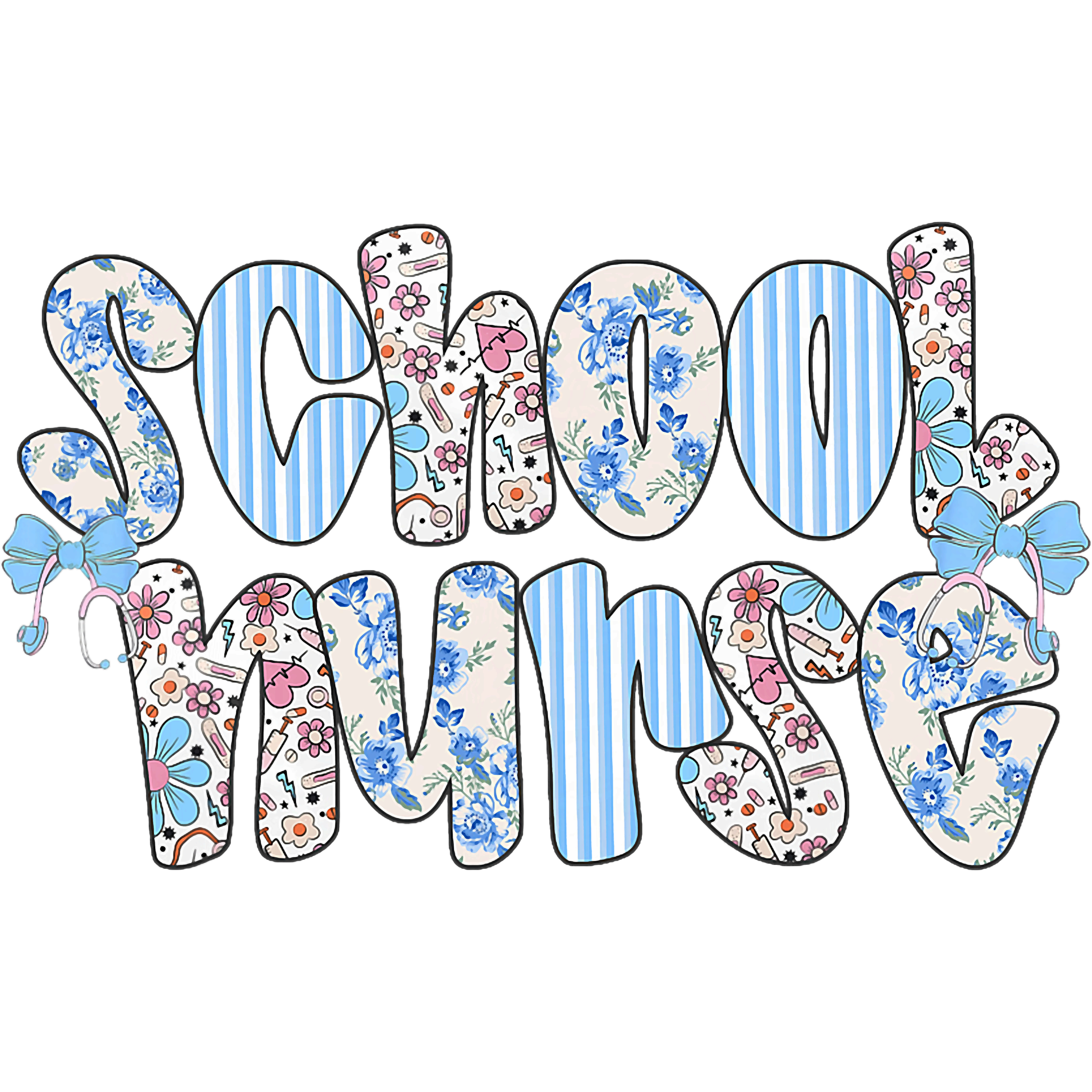 Floral School Nurse DTF Transfer